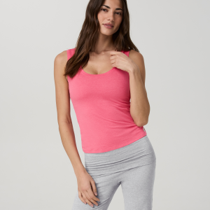 Halo Essential Scoop Tank Long | Sunset Pink Heather