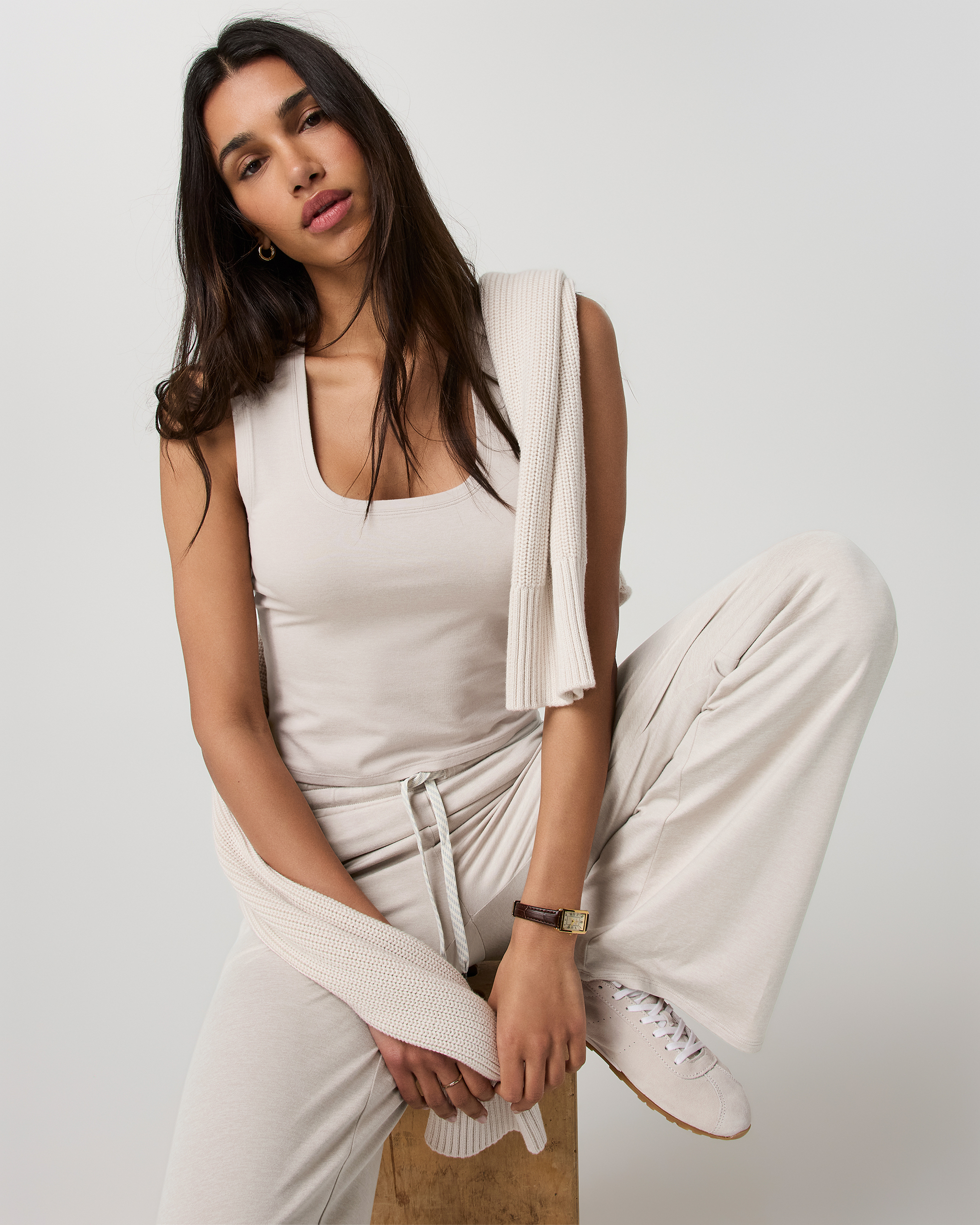 Halo Essential Scoop Tank | Ecru Heather - Image 5