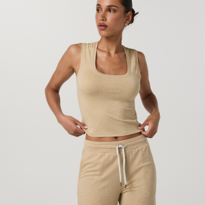Halo Essential Scoop Tank | Khaki Heather