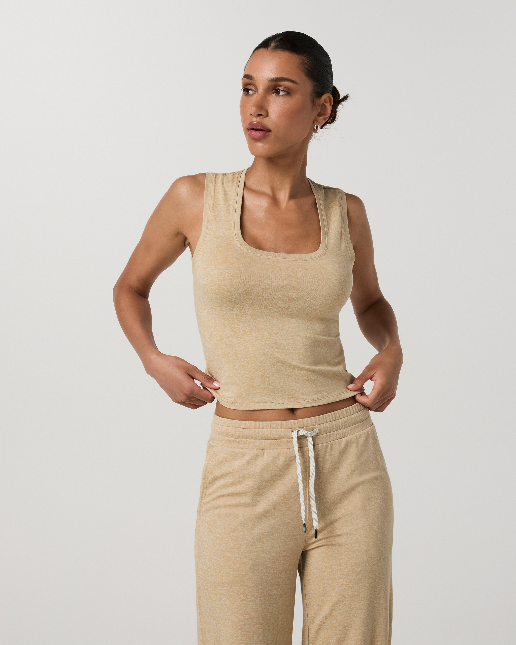 Halo Essential Scoop Tank | Khaki Heather