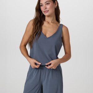Villa Cropped Tank | Azure