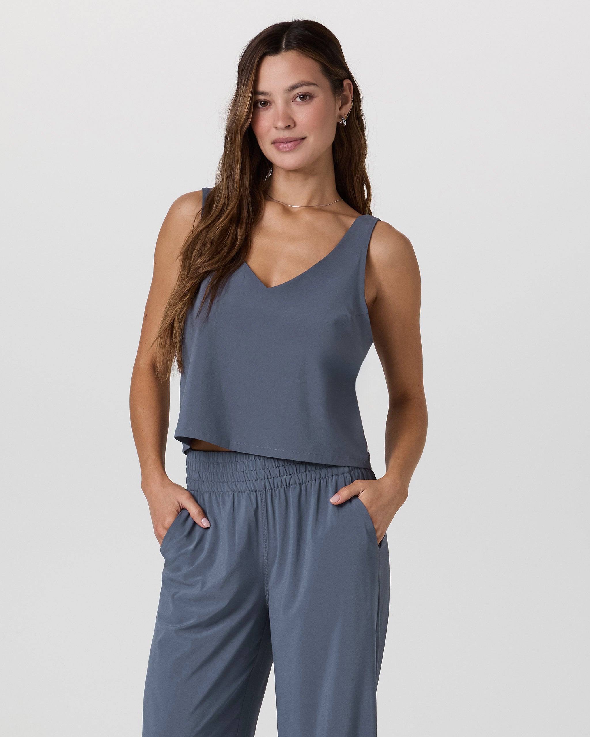 Villa Cropped Tank | Azure - Image 4