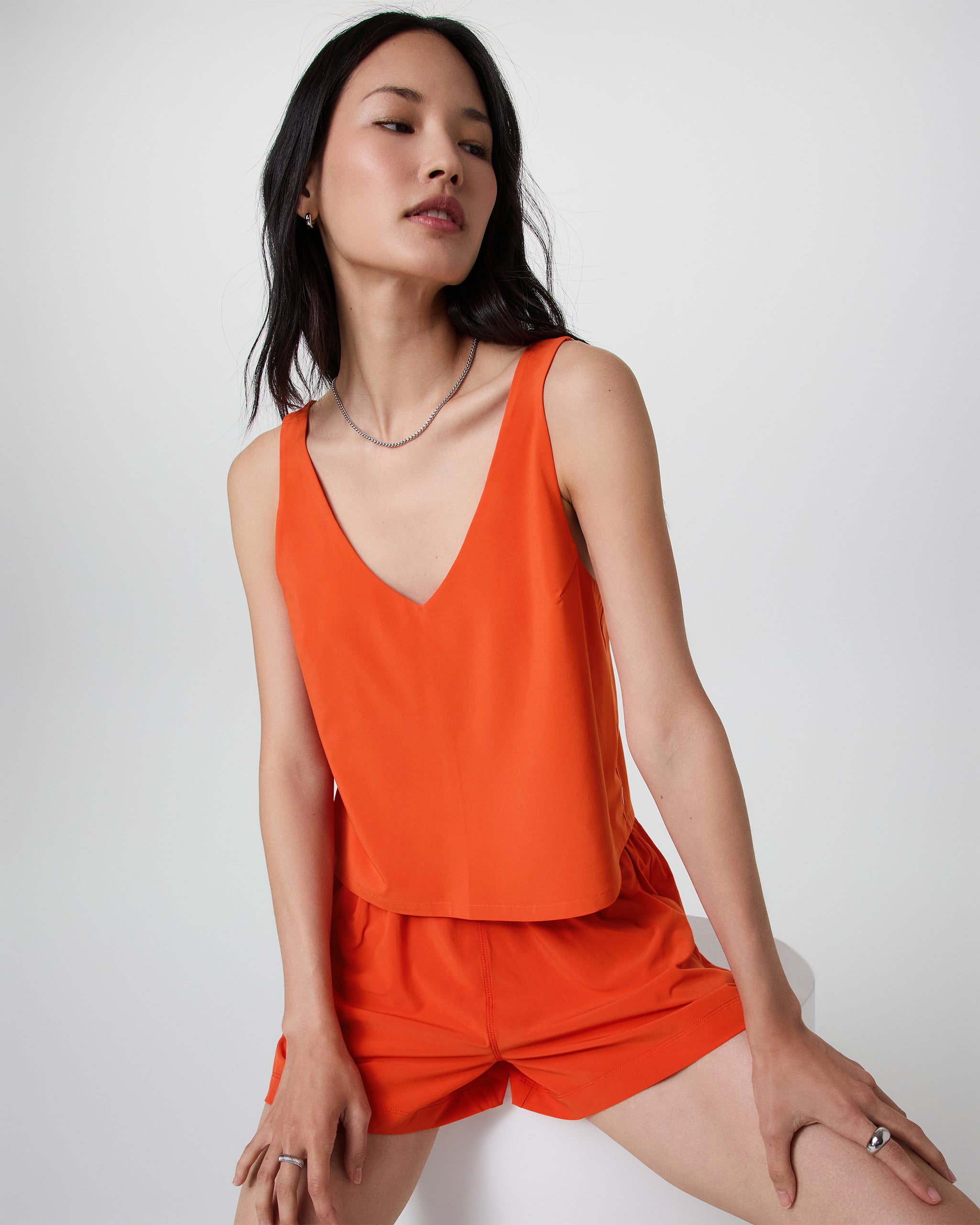 Villa Cropped Tank | Bright Poppy - Image 5
