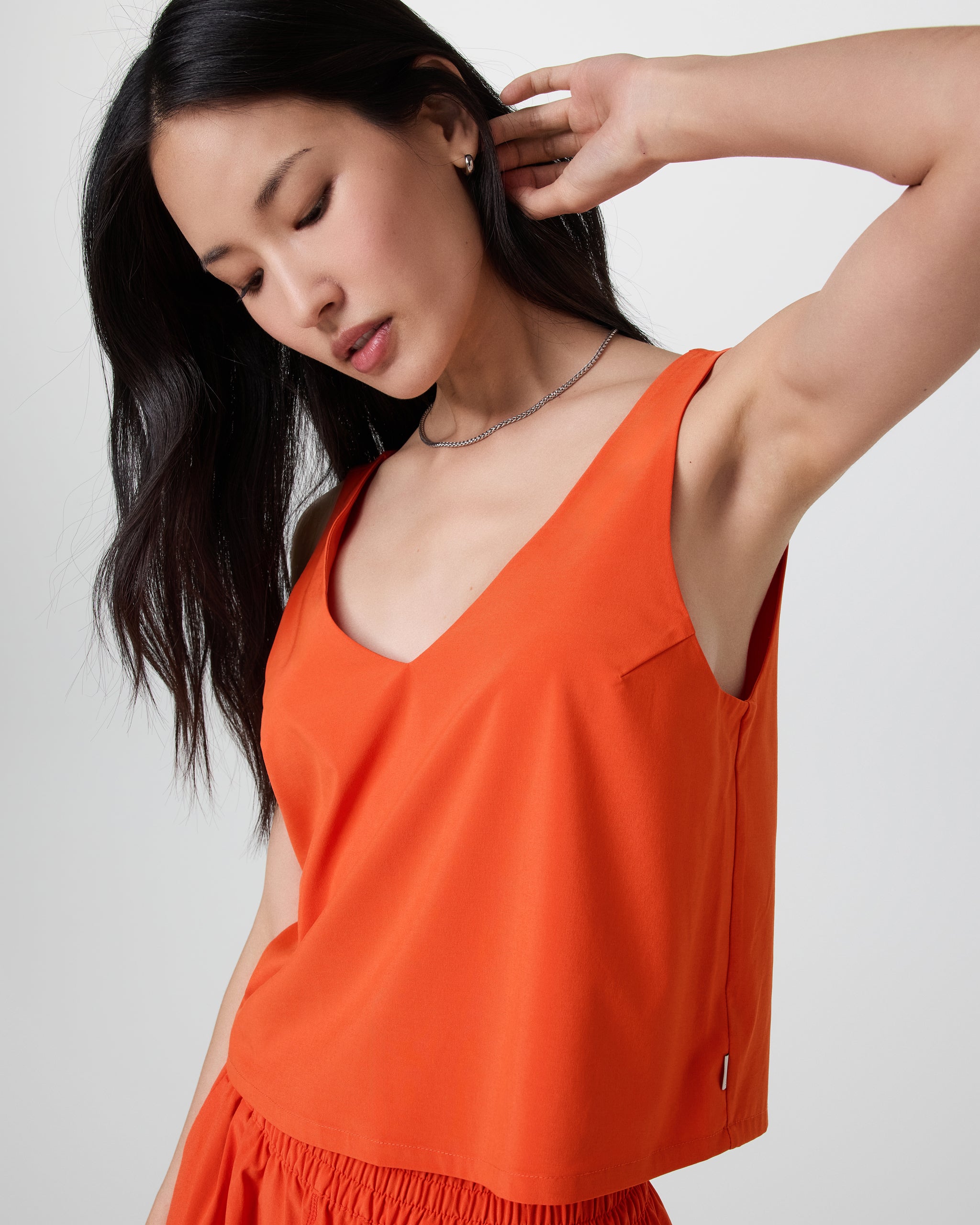Villa Cropped Tank | Bright Poppy - Image 2