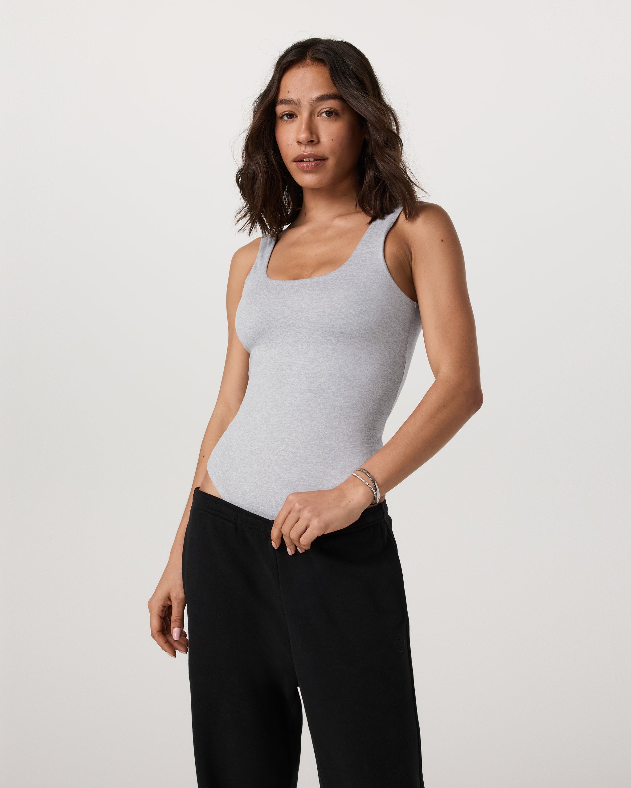 Sleeveless Halo Bodysuit | Pale Grey Heather - Image 2