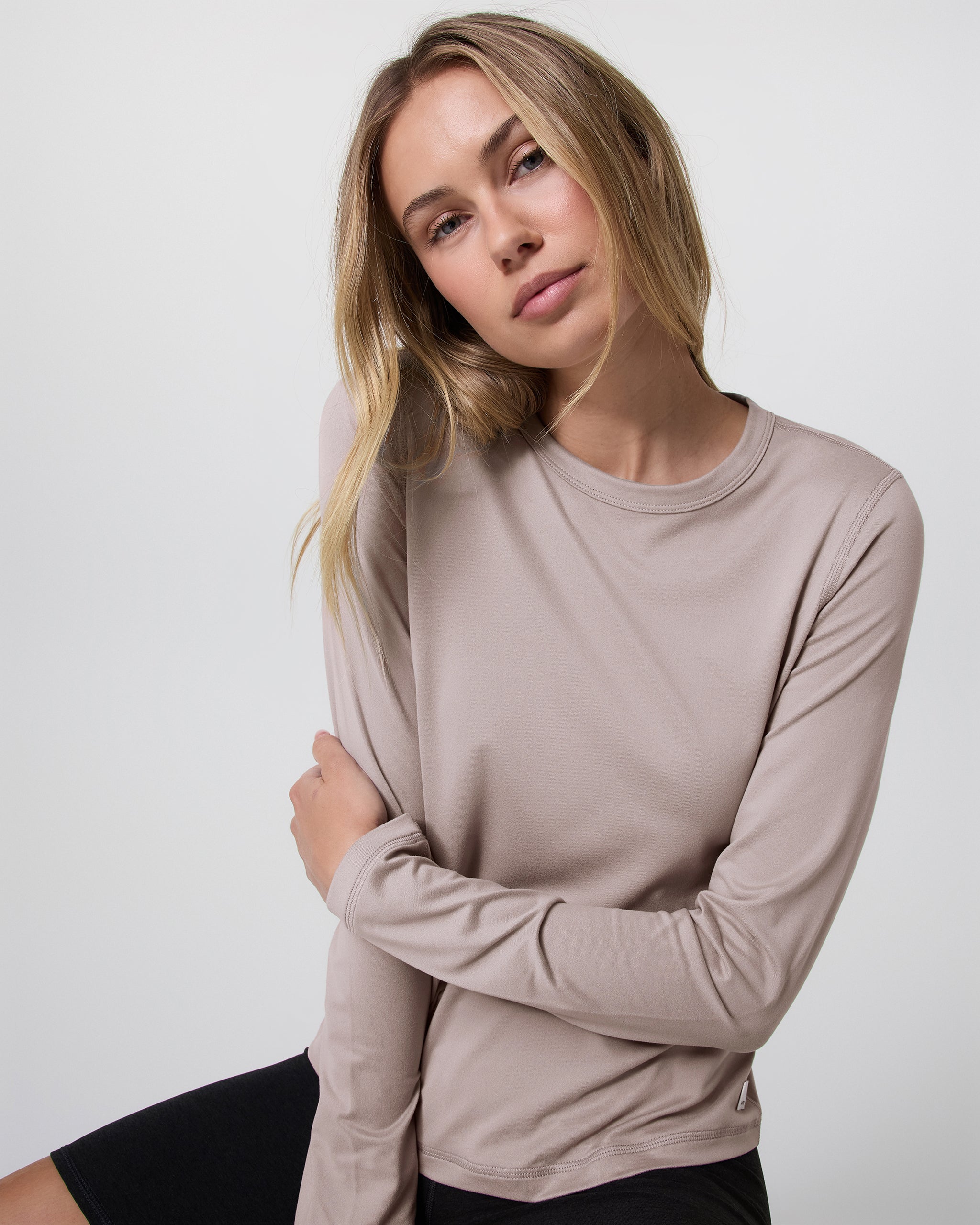 Long Sleeve Lux Crew Tee | Pebble - Image 4