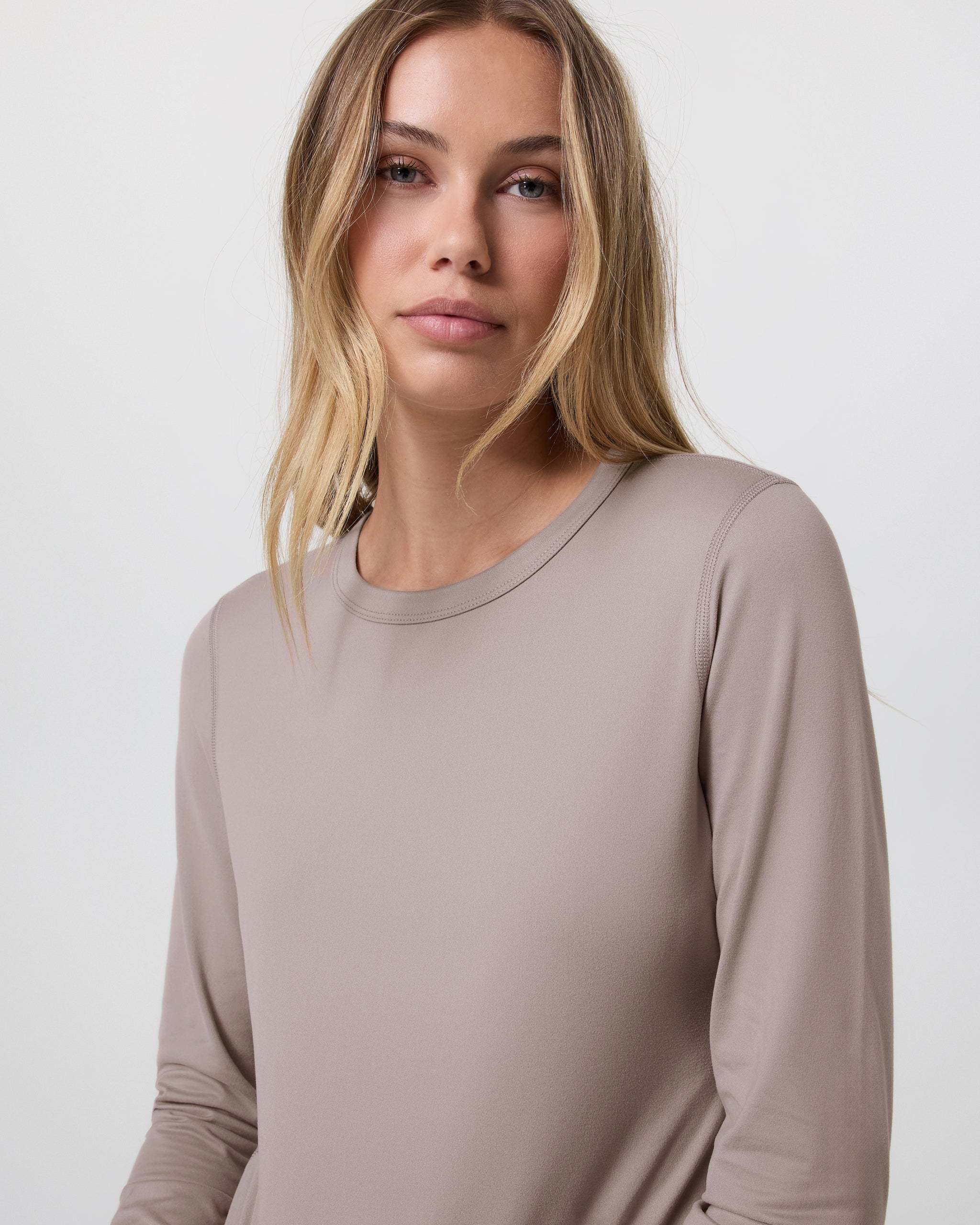 Long Sleeve Lux Crew Tee | Pebble - Image 5