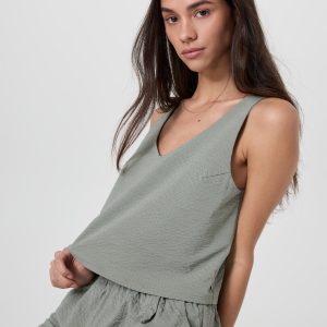 Villa Textured Crop Tank | Laurel