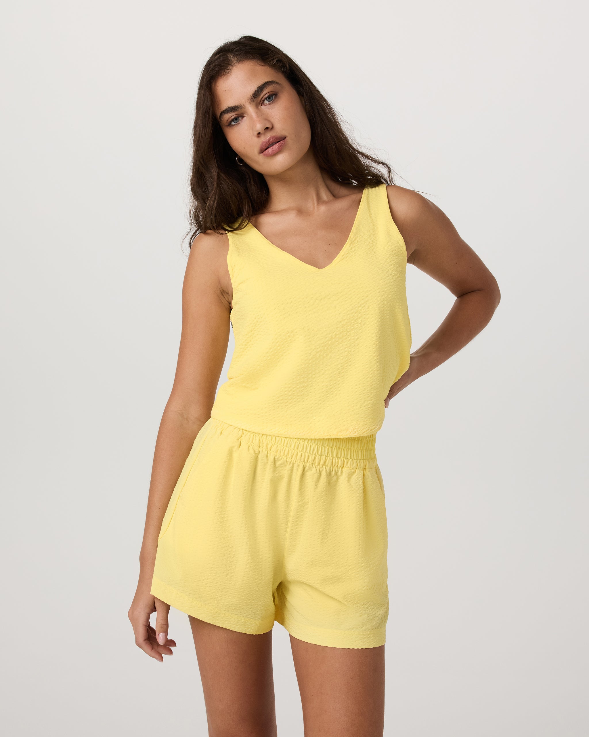 Villa Textured Crop Tank | Sunlight - Image 2
