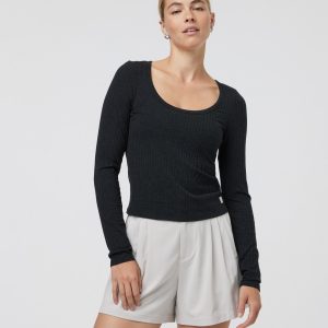 Long Sleeve Plie Top | Black Heather