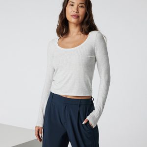 Long Sleeve Plie Top | Light Heather Grey