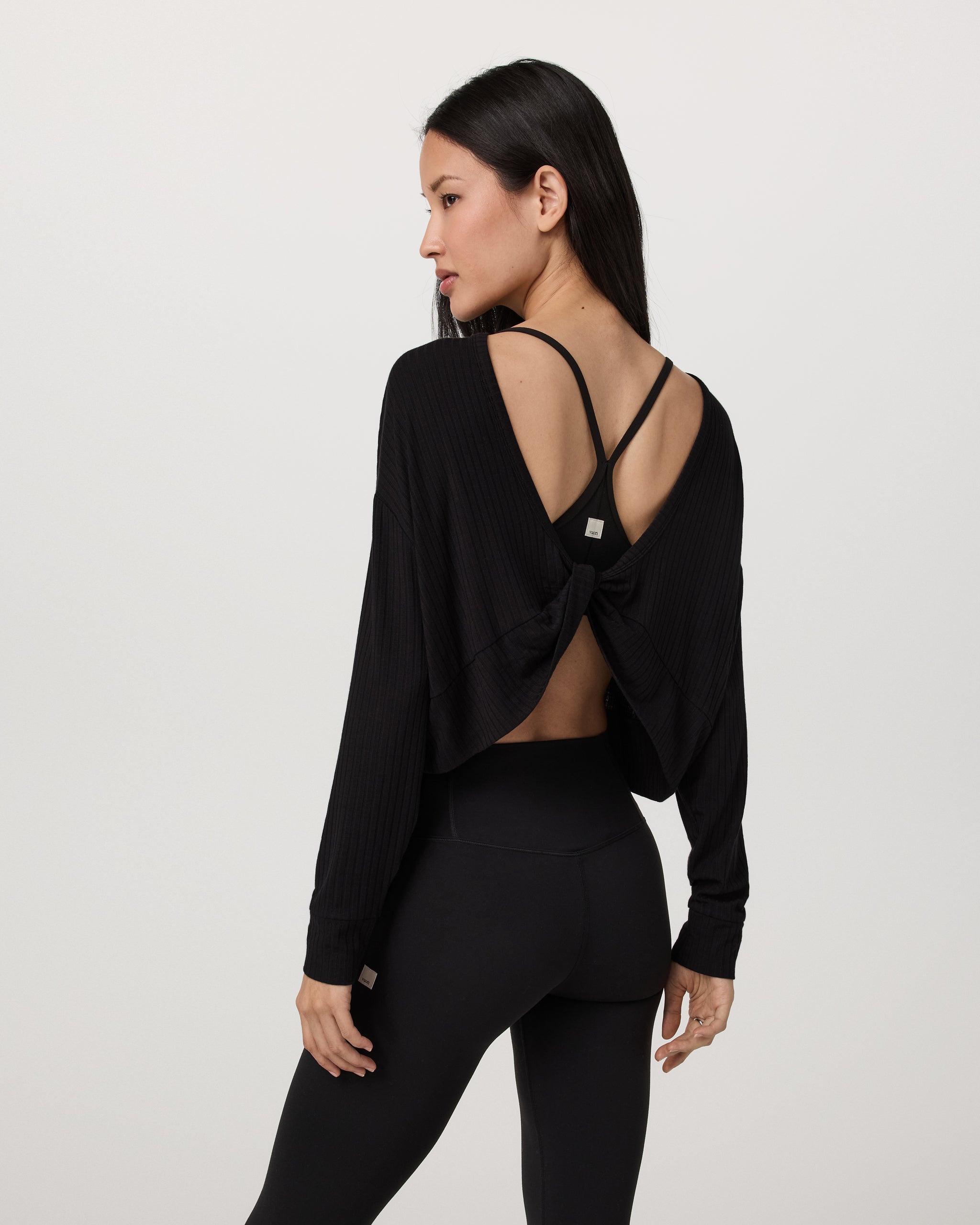 Long Sleeve Twist Top | Black - Image 3