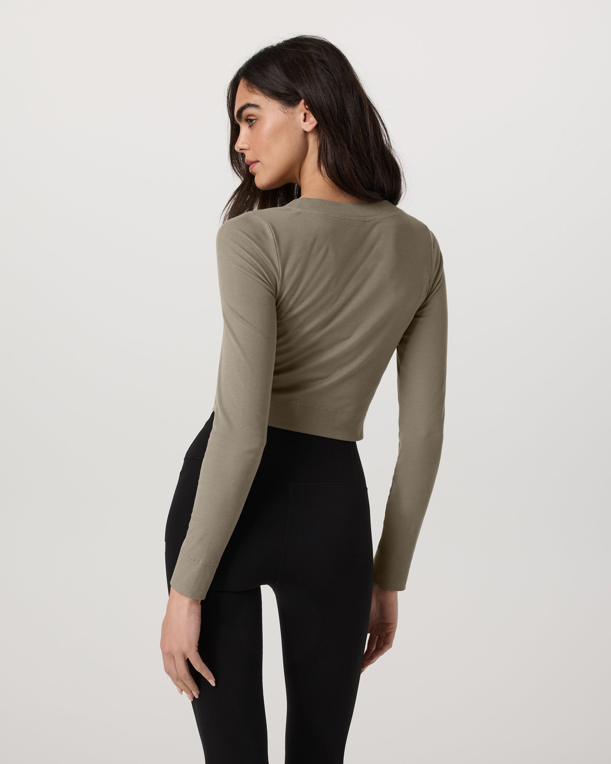 Long Sleeve Pose Mini Cardigan | Taupe - Image 3