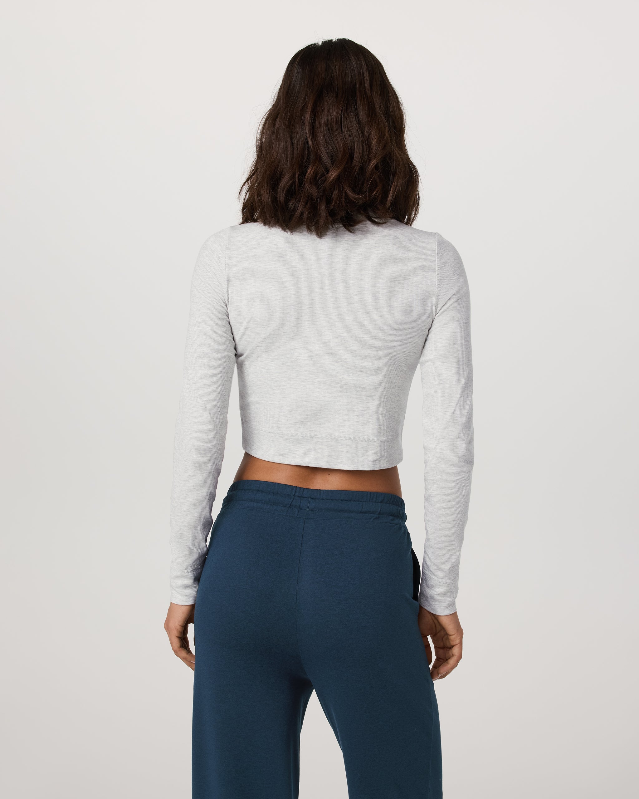 Long Sleeve Pose Mini Cardigan | White Heather Grey - Image 3