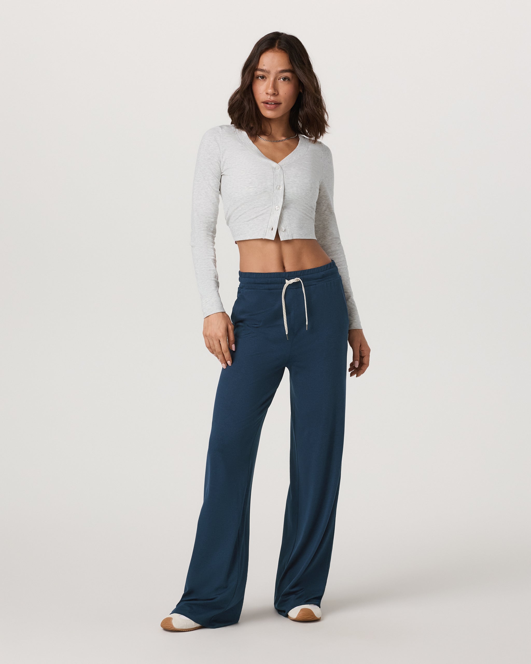 Long Sleeve Pose Mini Cardigan | White Heather Grey - Image 4