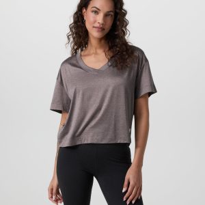Short Sleeve Energy V-Neck Tee | Chia Heather