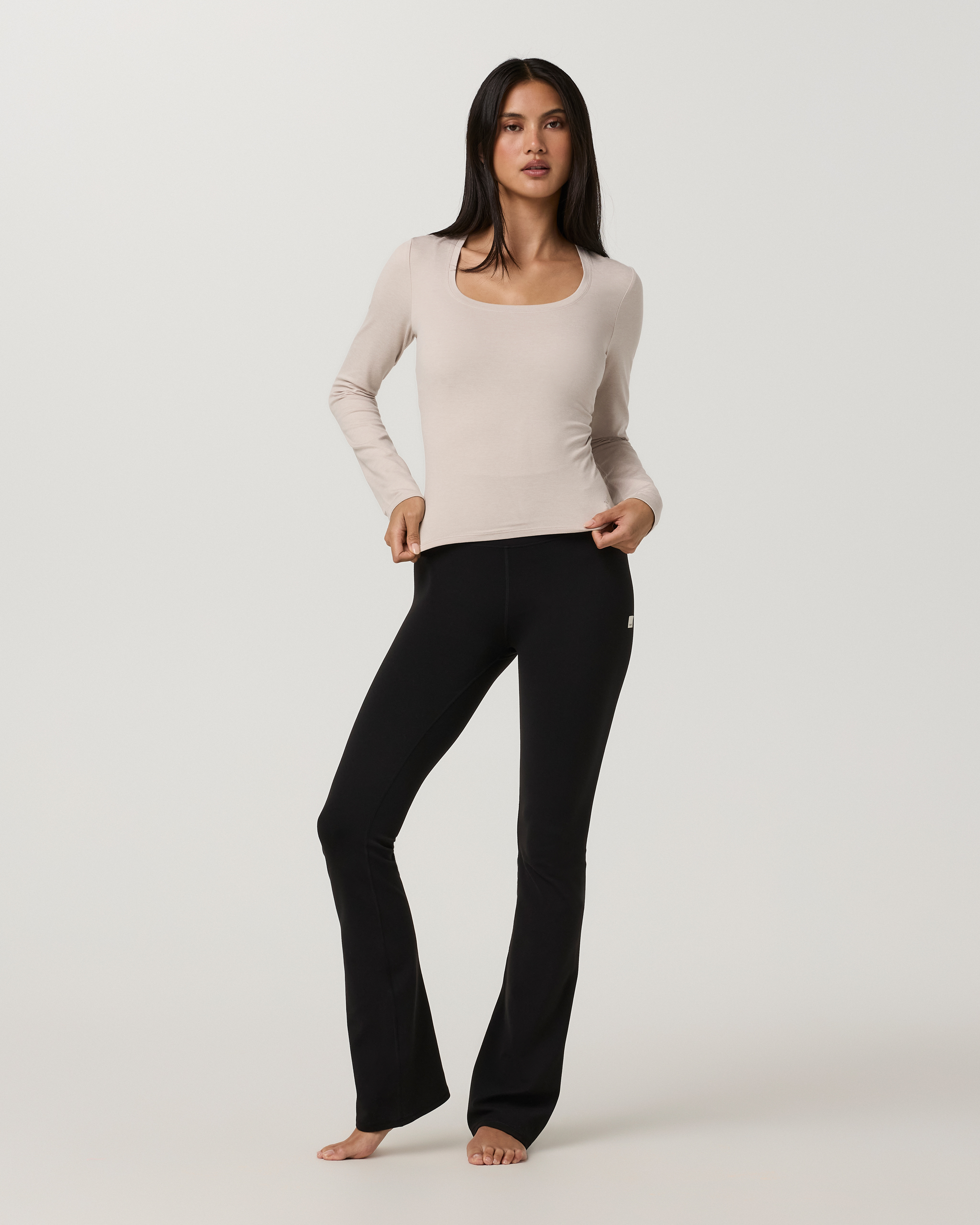Long Sleeve Halo Essential Scoop | Ecru Heather Tonal - Image 6