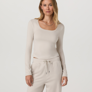Long Sleeve Halo Essential Scoop | Ecru Heather