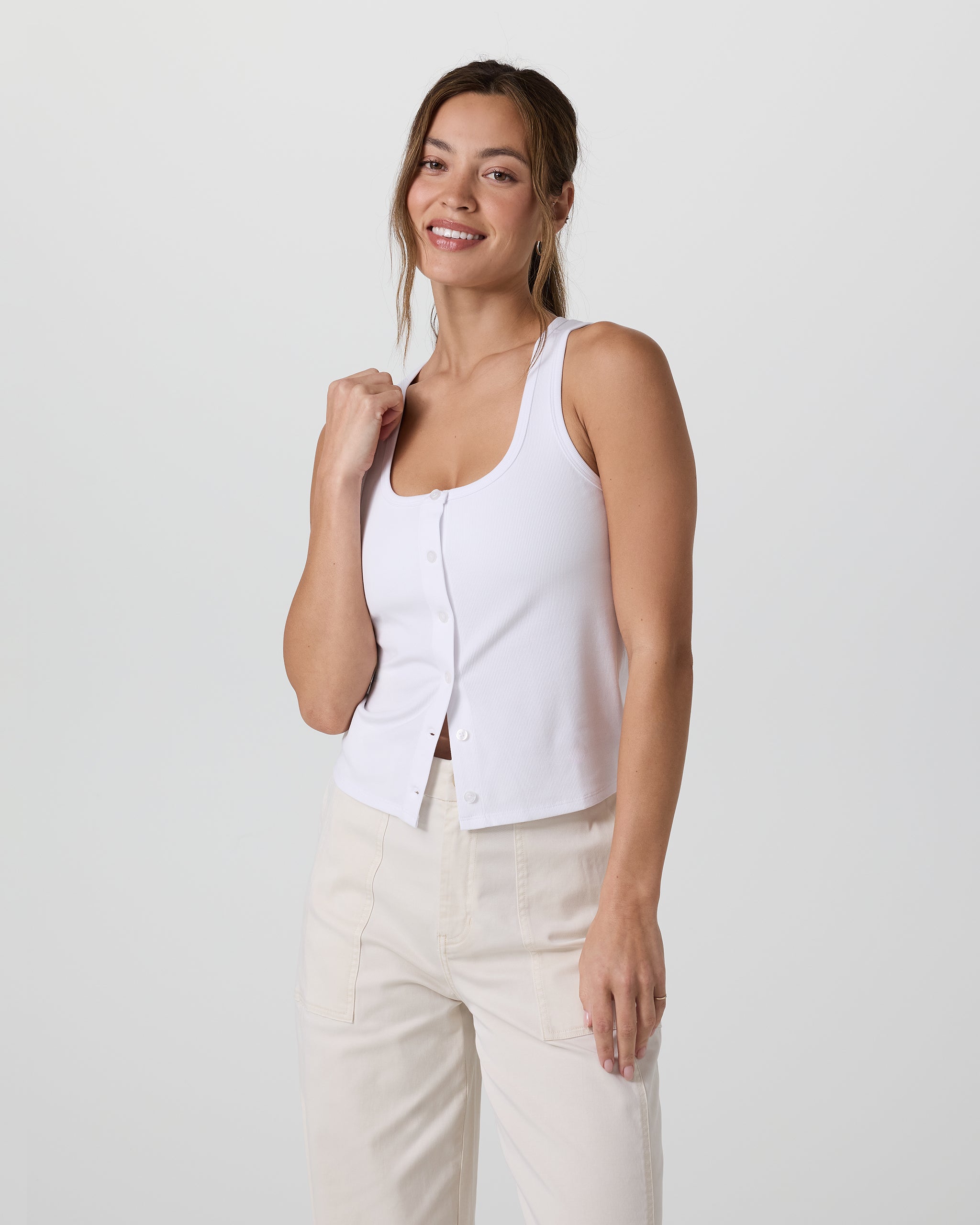 Pose Cardigan Tank | White