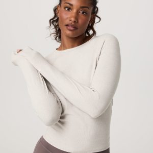 Long Sleeve Pose Crew | Ecru Heather