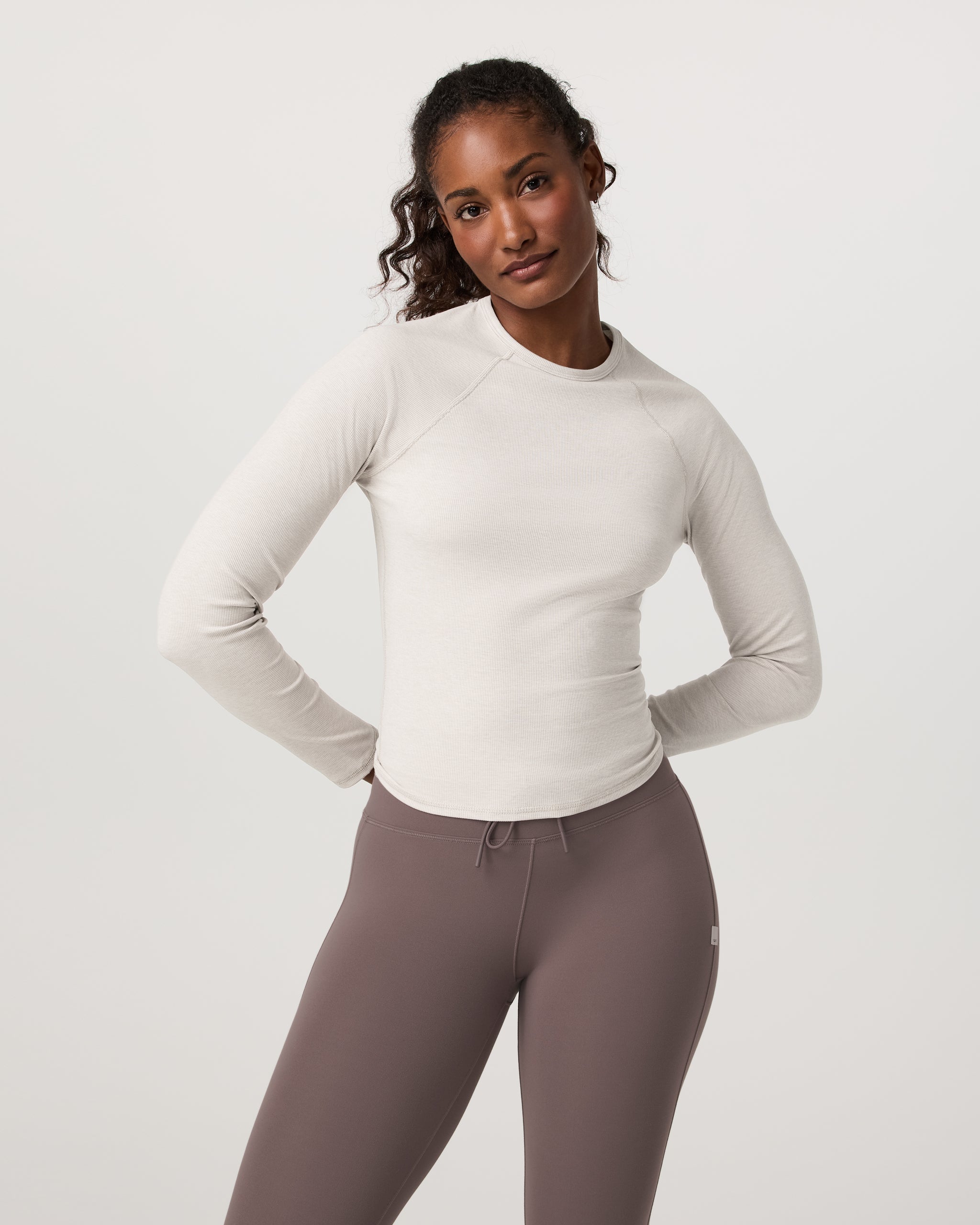 Long Sleeve Pose Crew | Ecru Heather - Image 2