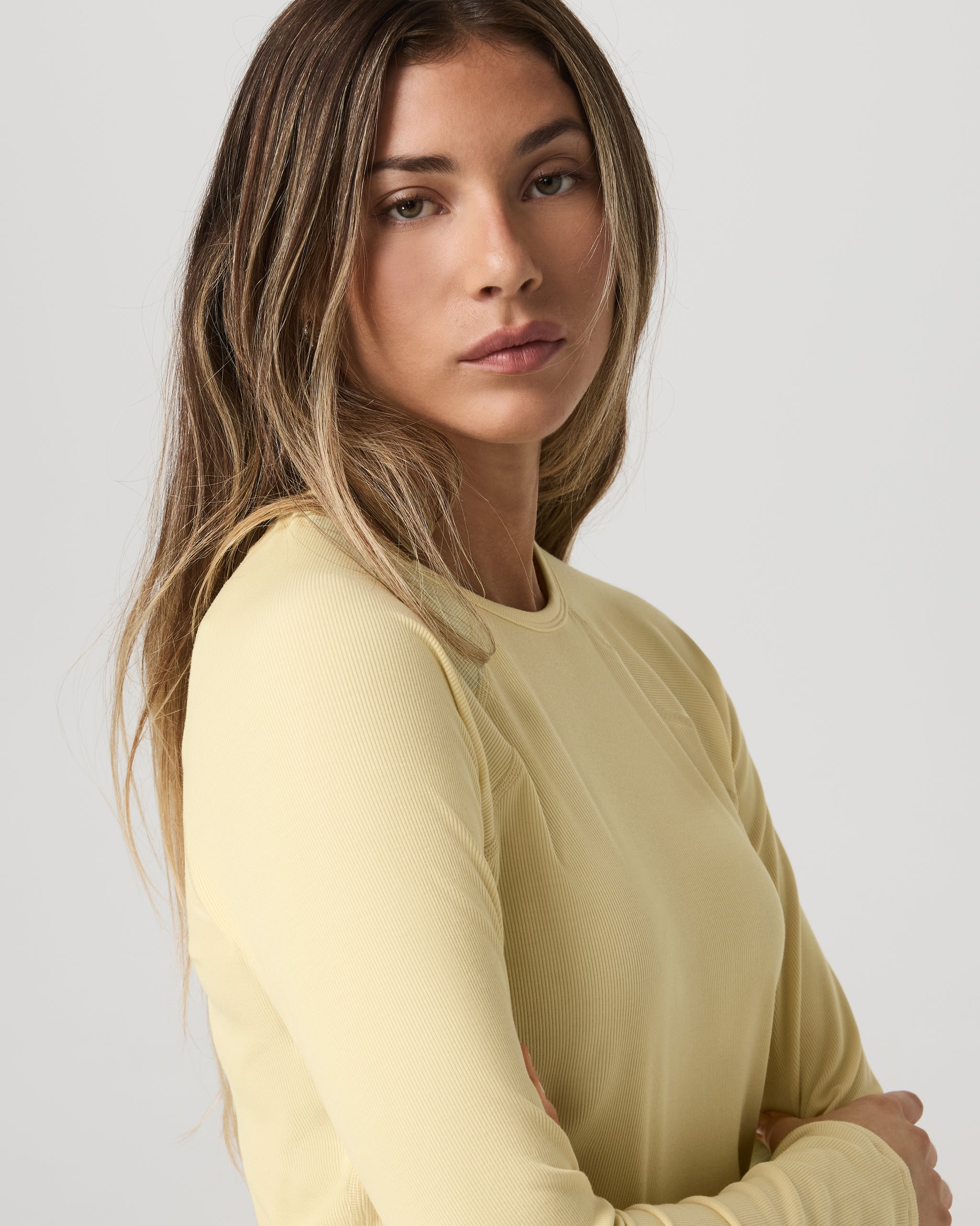 Long Sleeve Pose Crew | Lemon Snap - Image 2