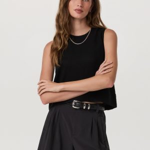 Trestles Twill Crop Tank | Black