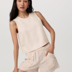 Trestles Twill Crop Tank | Sand Dollar
