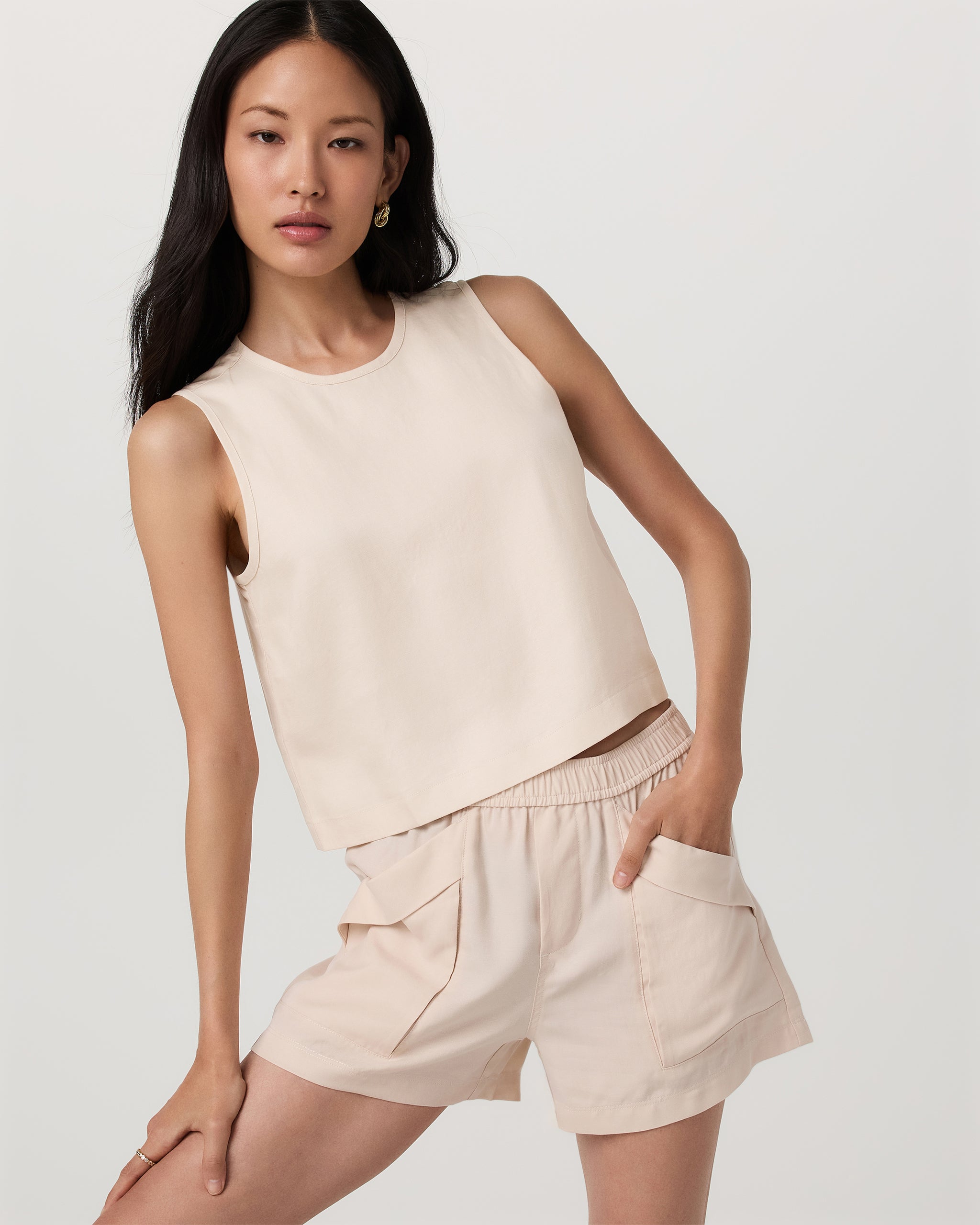 Trestles Twill Crop Tank | Sand Dollar