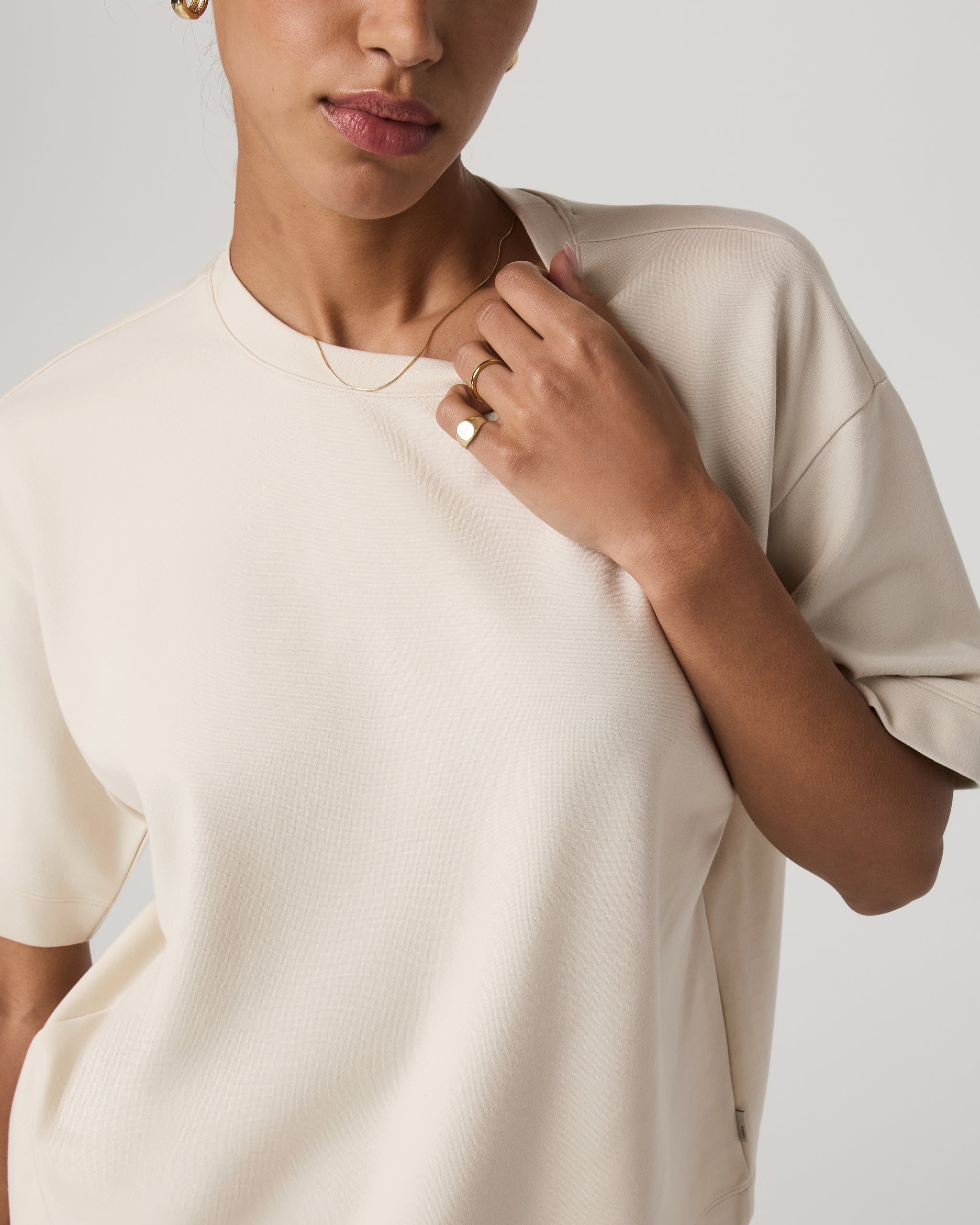 Short Sleeve Maven Oversized Tee | Bone - Image 4