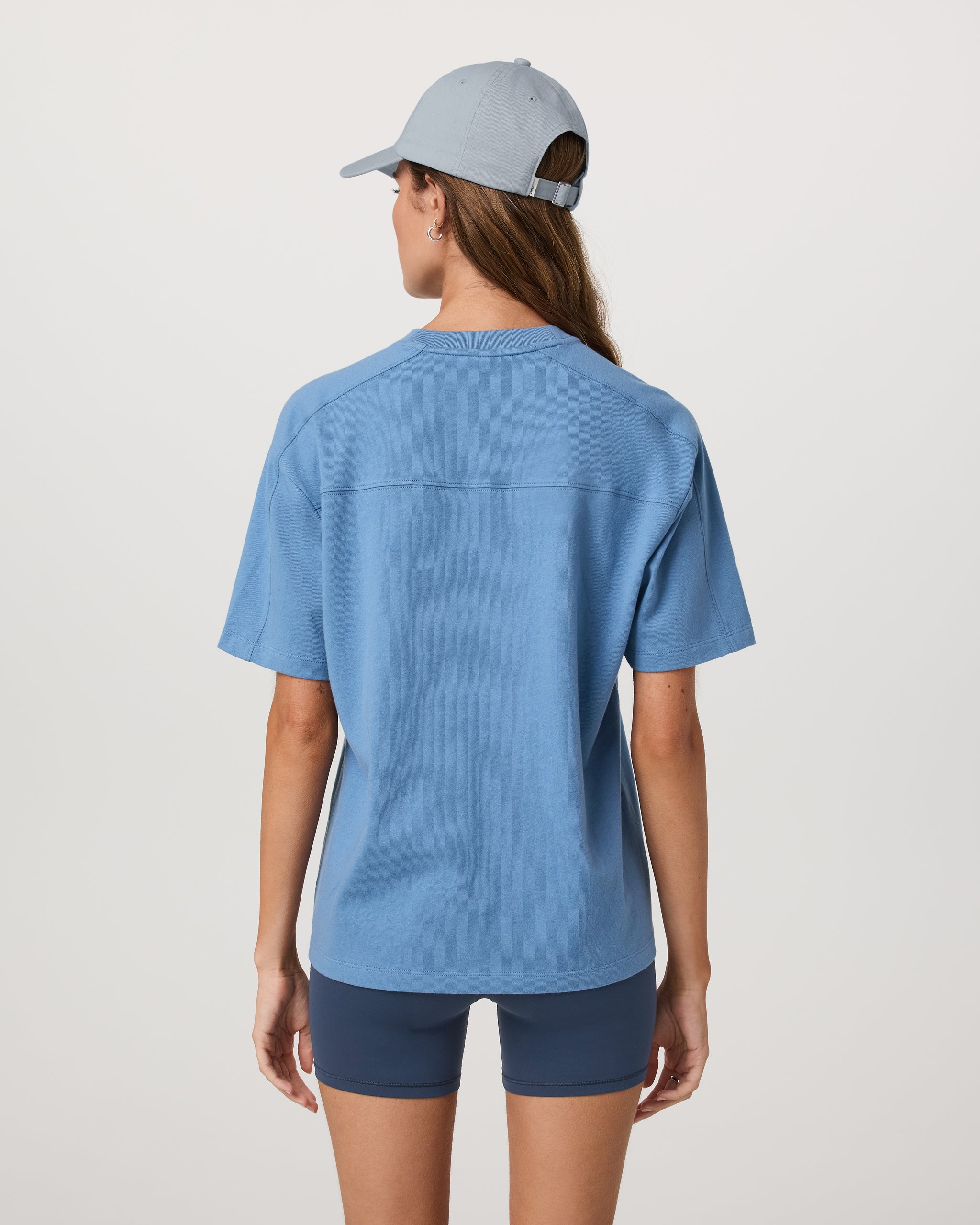 Short Sleeve Heavyweight Oversized Cotton Tee | Light French Blue - Image 3