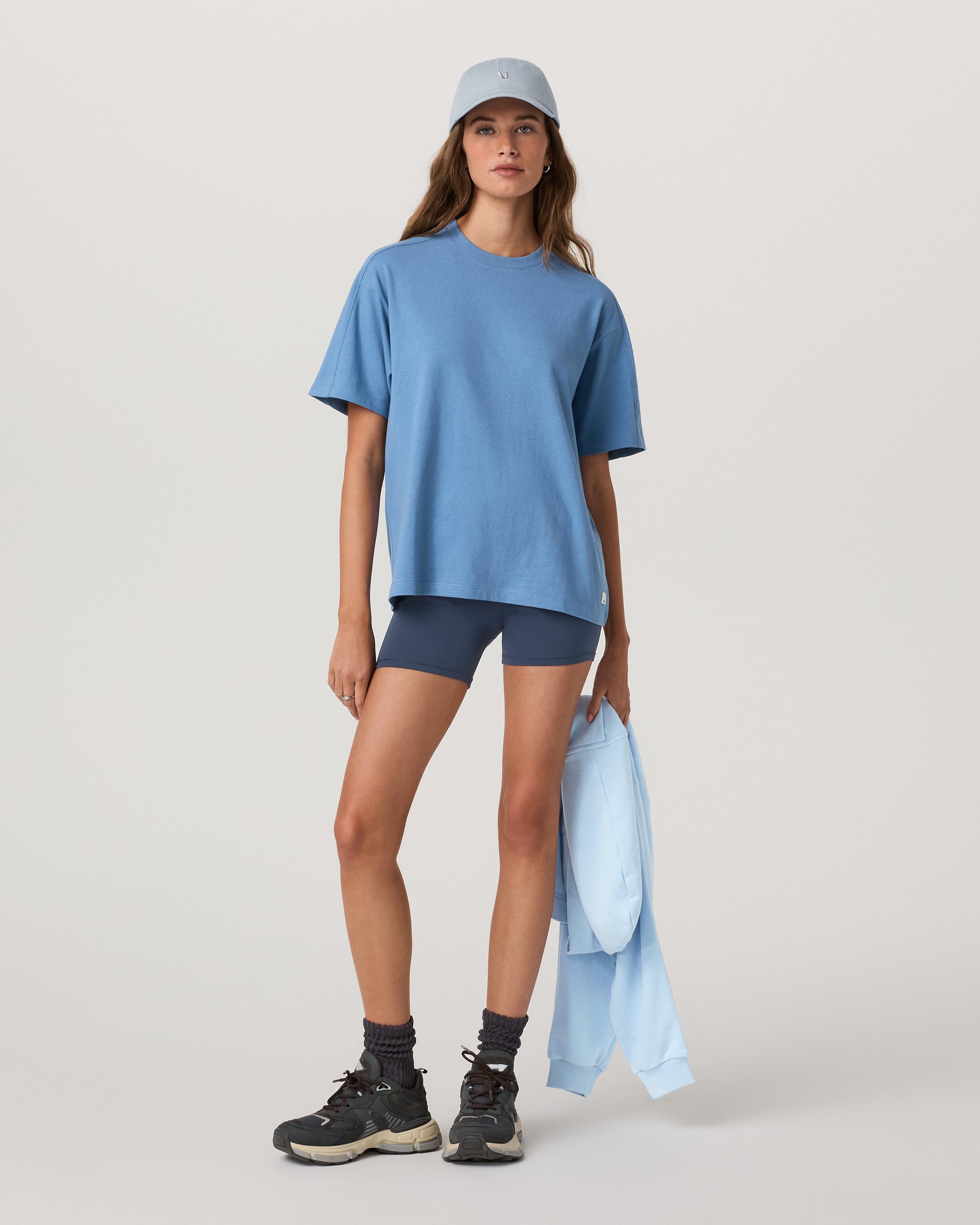 Short Sleeve Heavyweight Oversized Cotton Tee | Light French Blue - Image 2