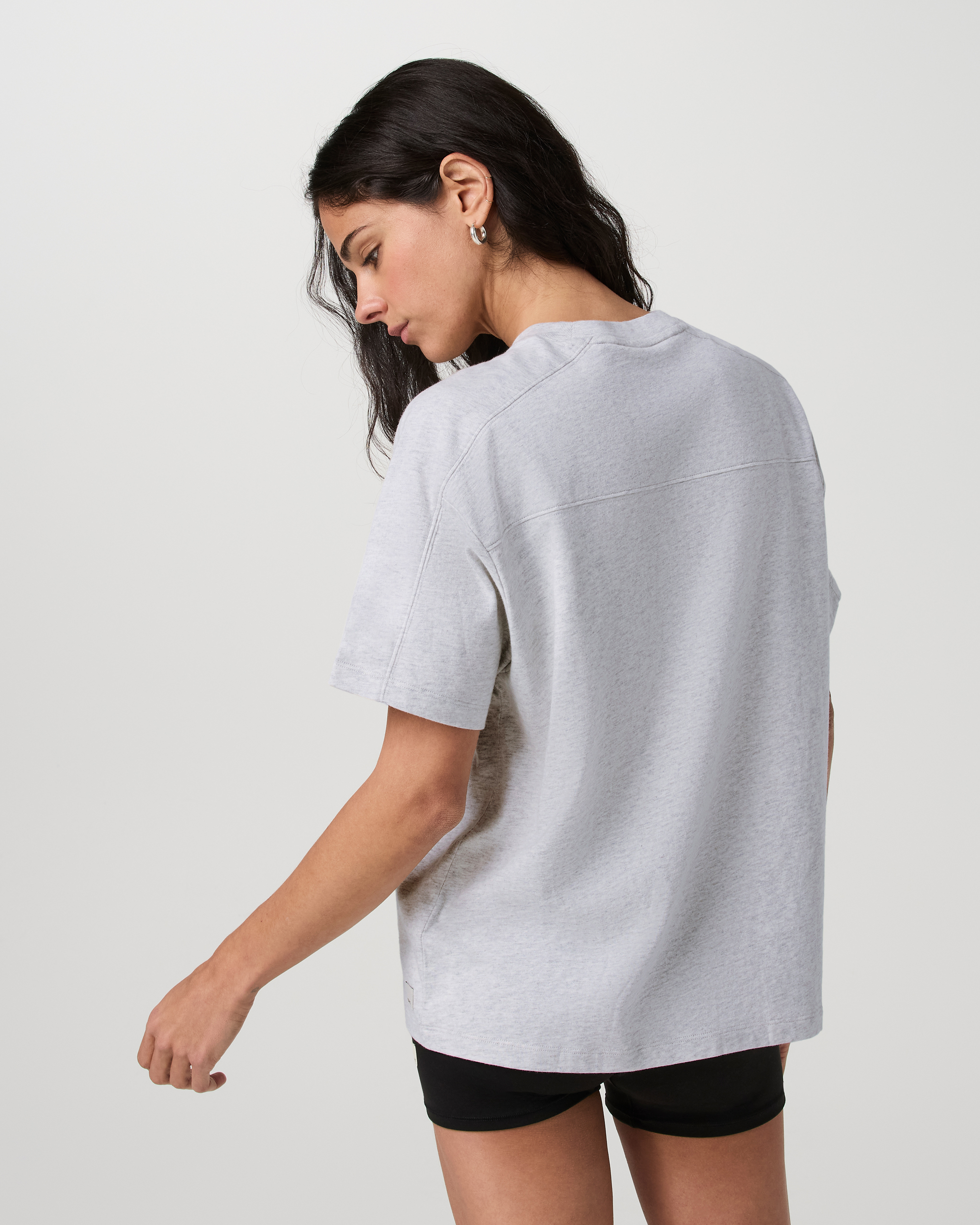 Short Sleeve Heavyweight Oversized Cotton Tee | Pale Grey Heather - Image 3
