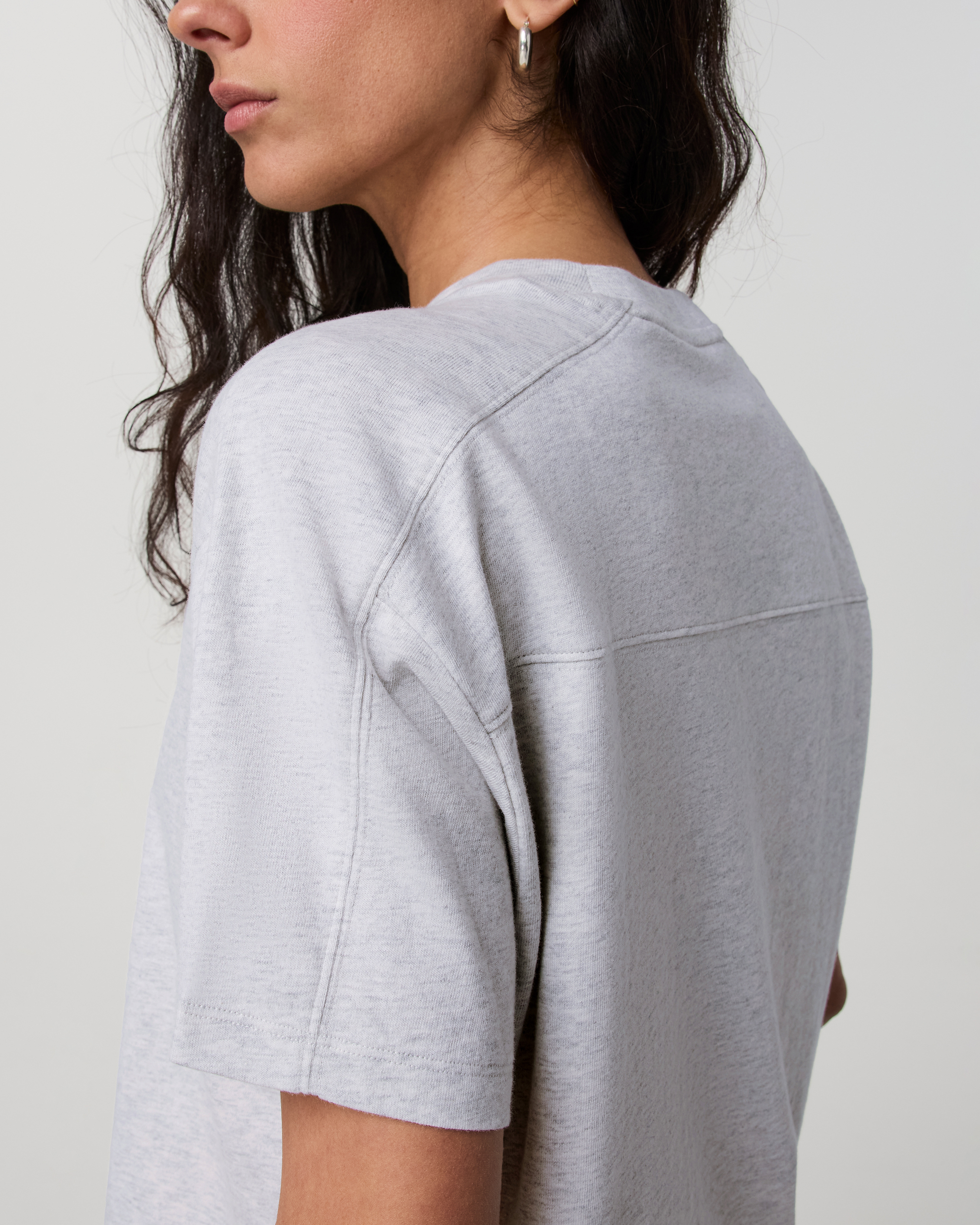 Short Sleeve Heavyweight Oversized Cotton Tee | Pale Grey Heather - Image 2