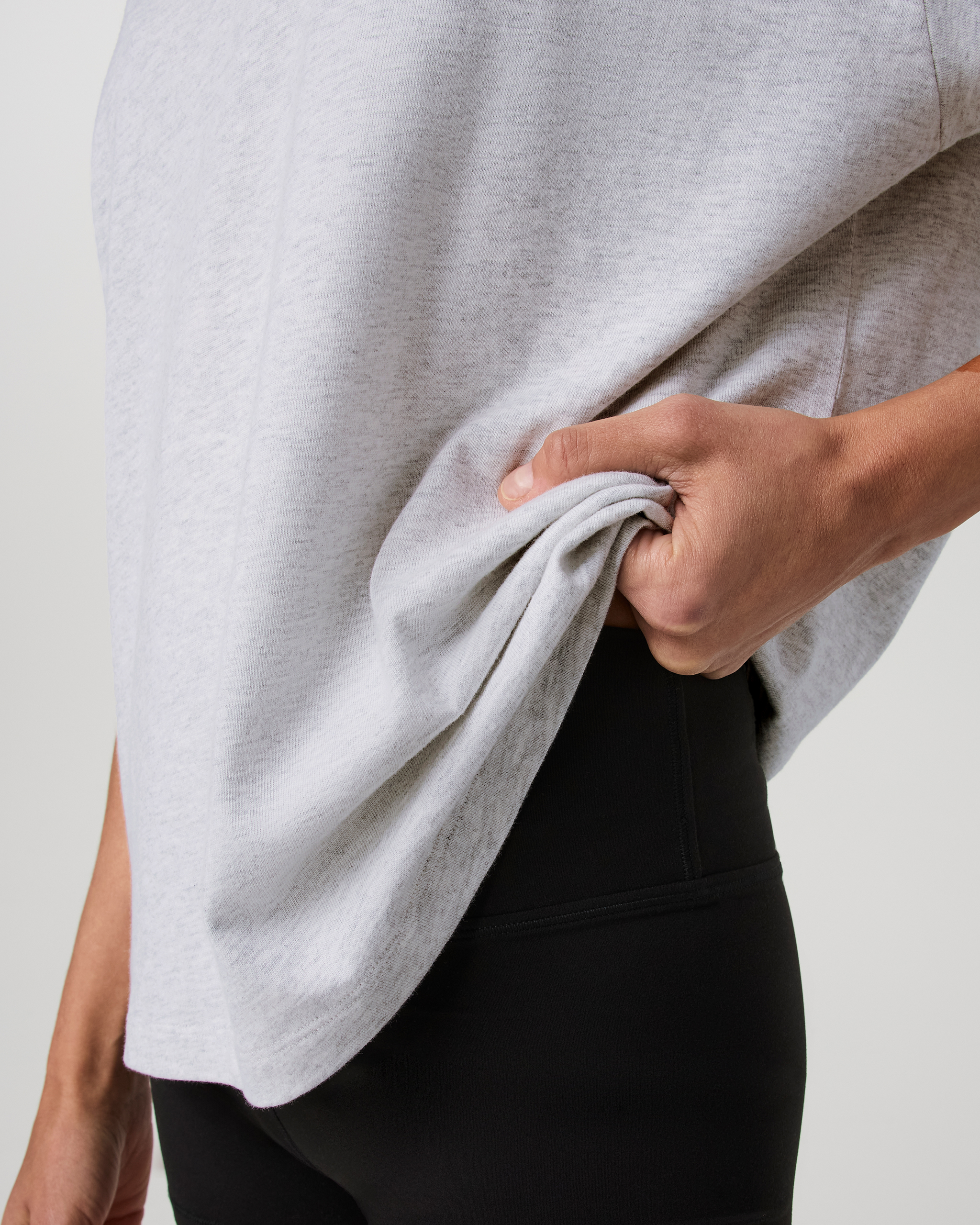 Short Sleeve Heavyweight Oversized Cotton Tee | Pale Grey Heather - Image 5
