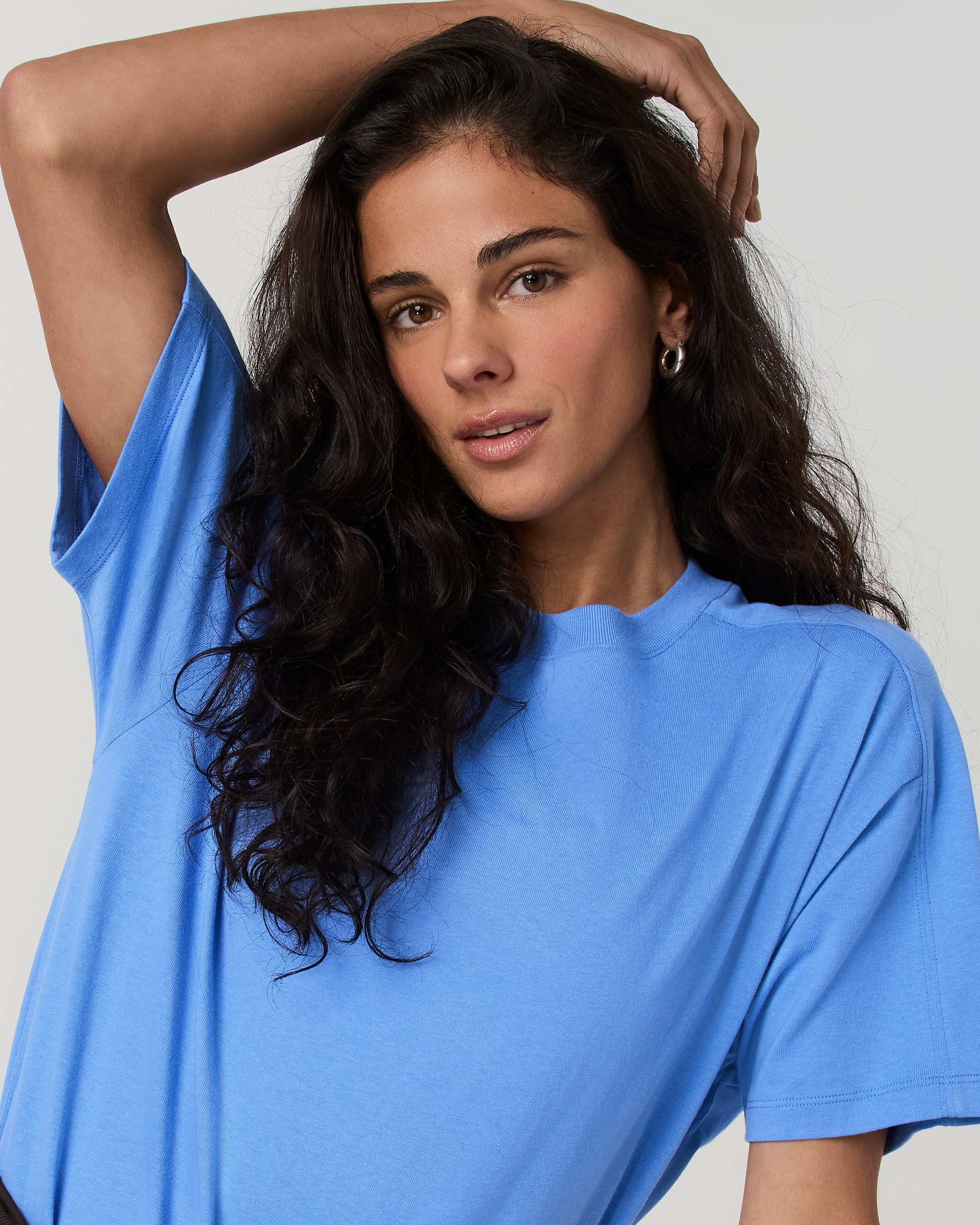 Short Sleeve Heavyweight Oversized Cotton Tee | Riviera Blue - Image 2