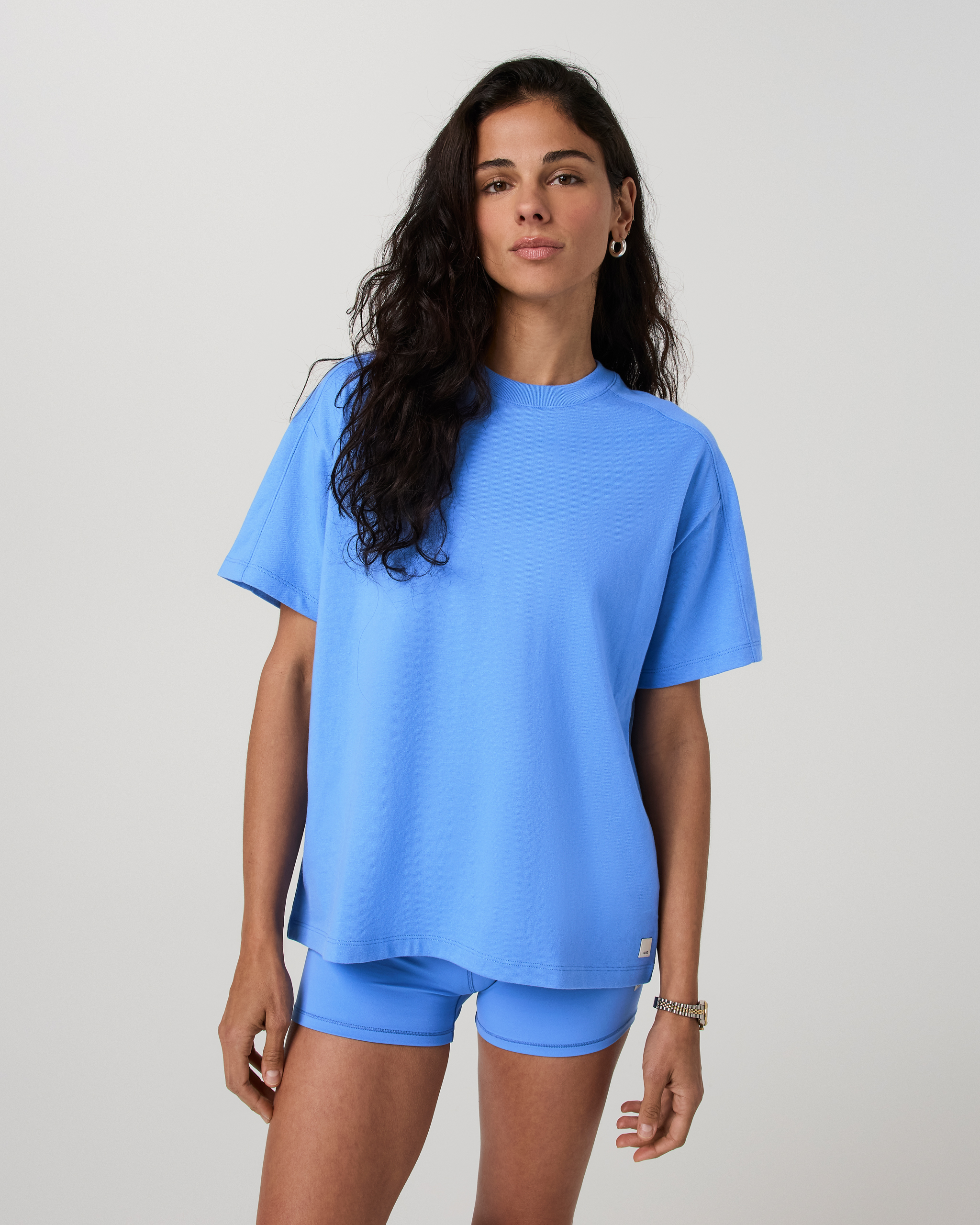 Short Sleeve Heavyweight Oversized Cotton Tee | Riviera Blue - Image 5