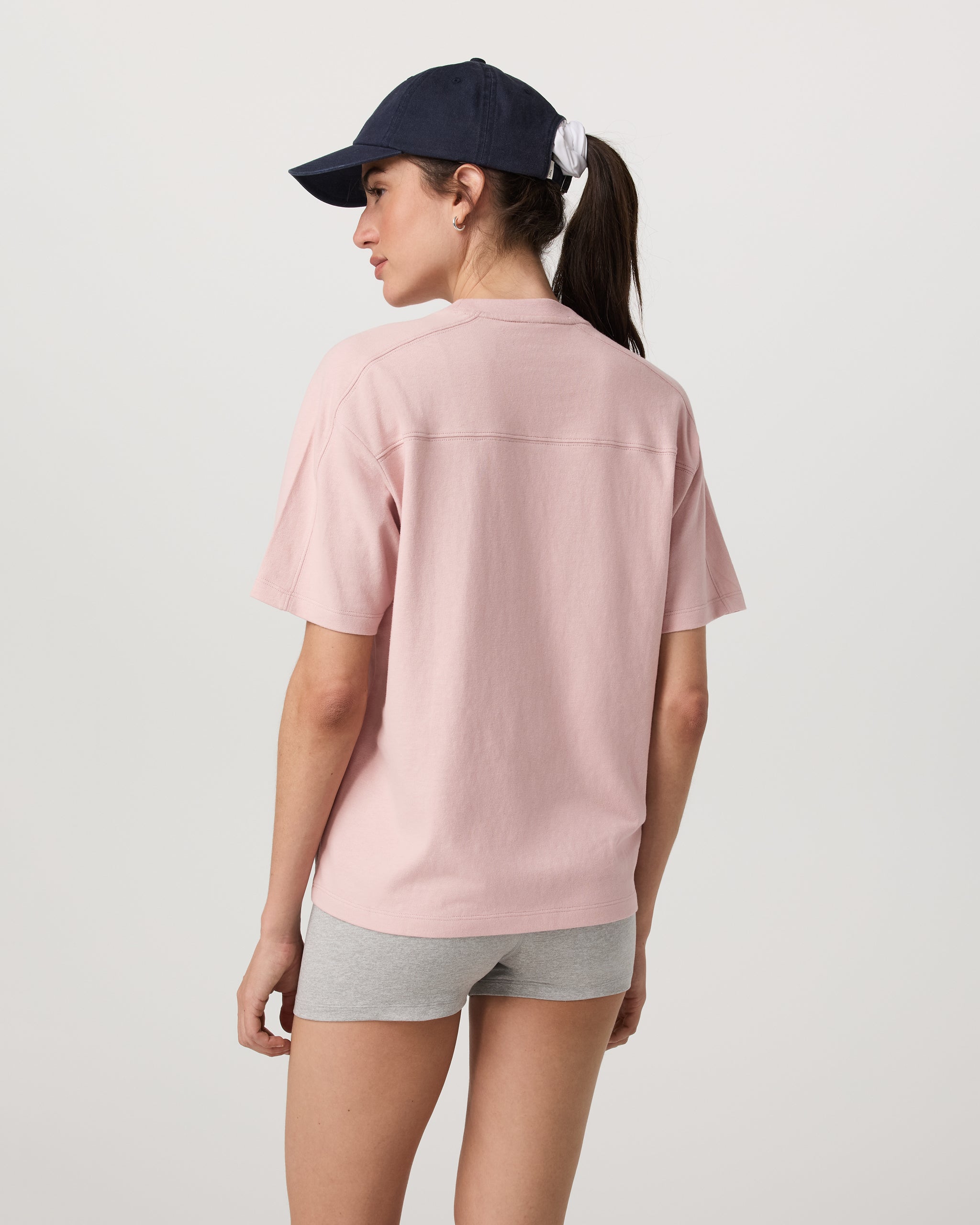 Short Sleeve Heavyweight Oversized Cotton Tee | Vintage Rose - Image 3