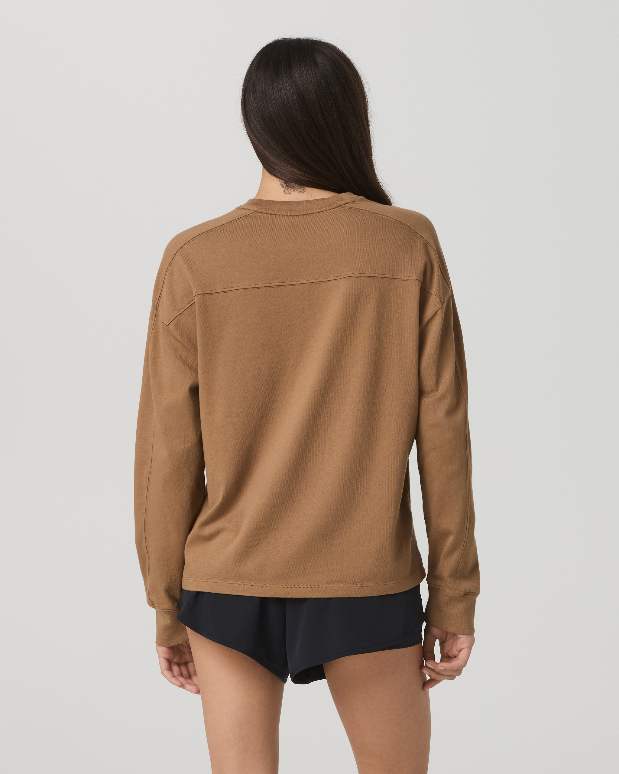 Long Sleeve Heavyweight Cotton Tee | Acorn - Image 3