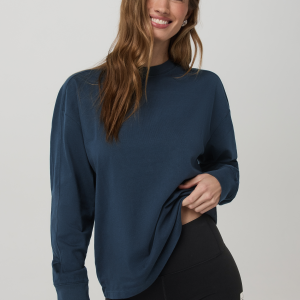 Long Sleeve Heavyweight Cotton Tee | Ocean Blue