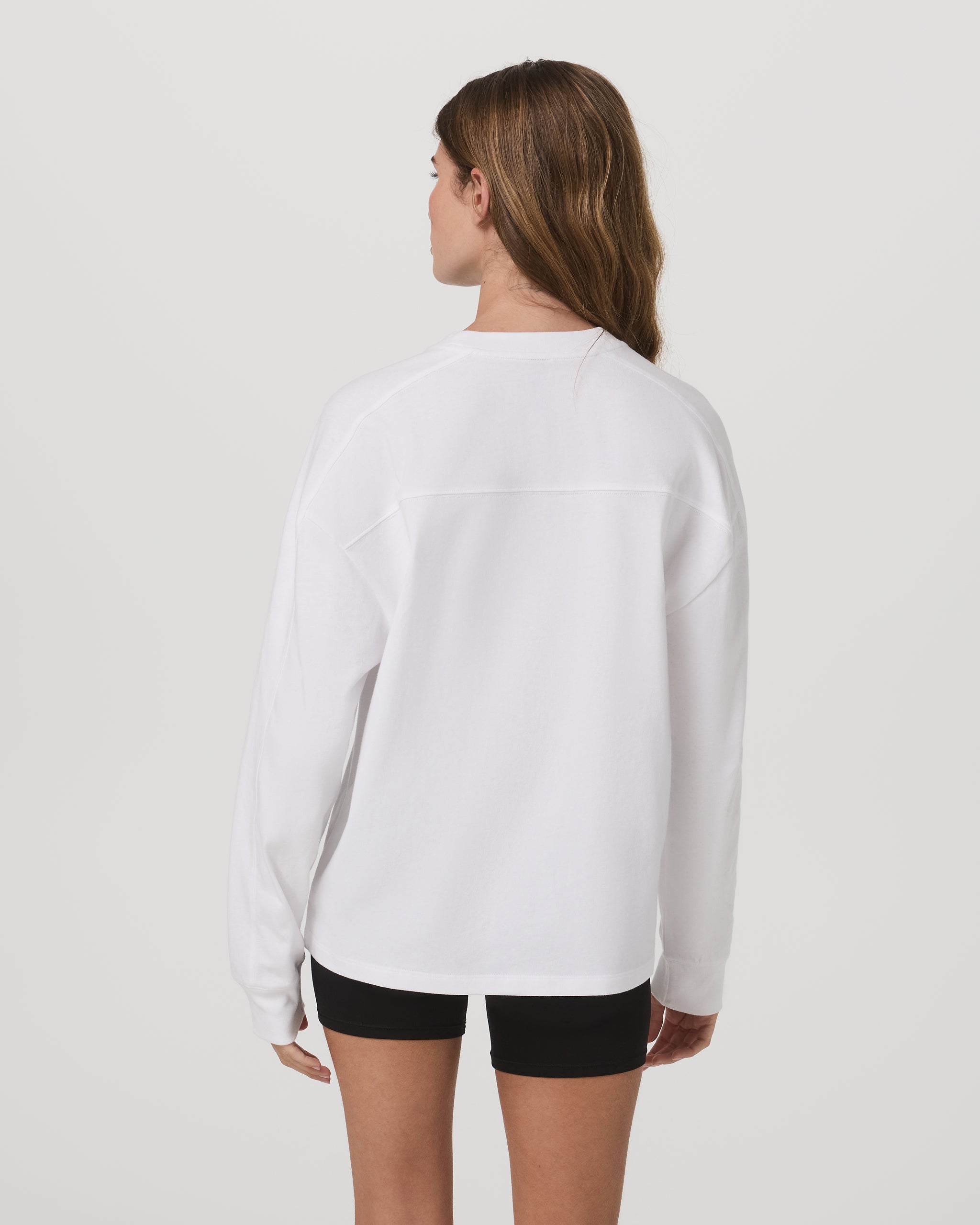 Long Sleeve Heavyweight Cotton Tee | White - Image 3