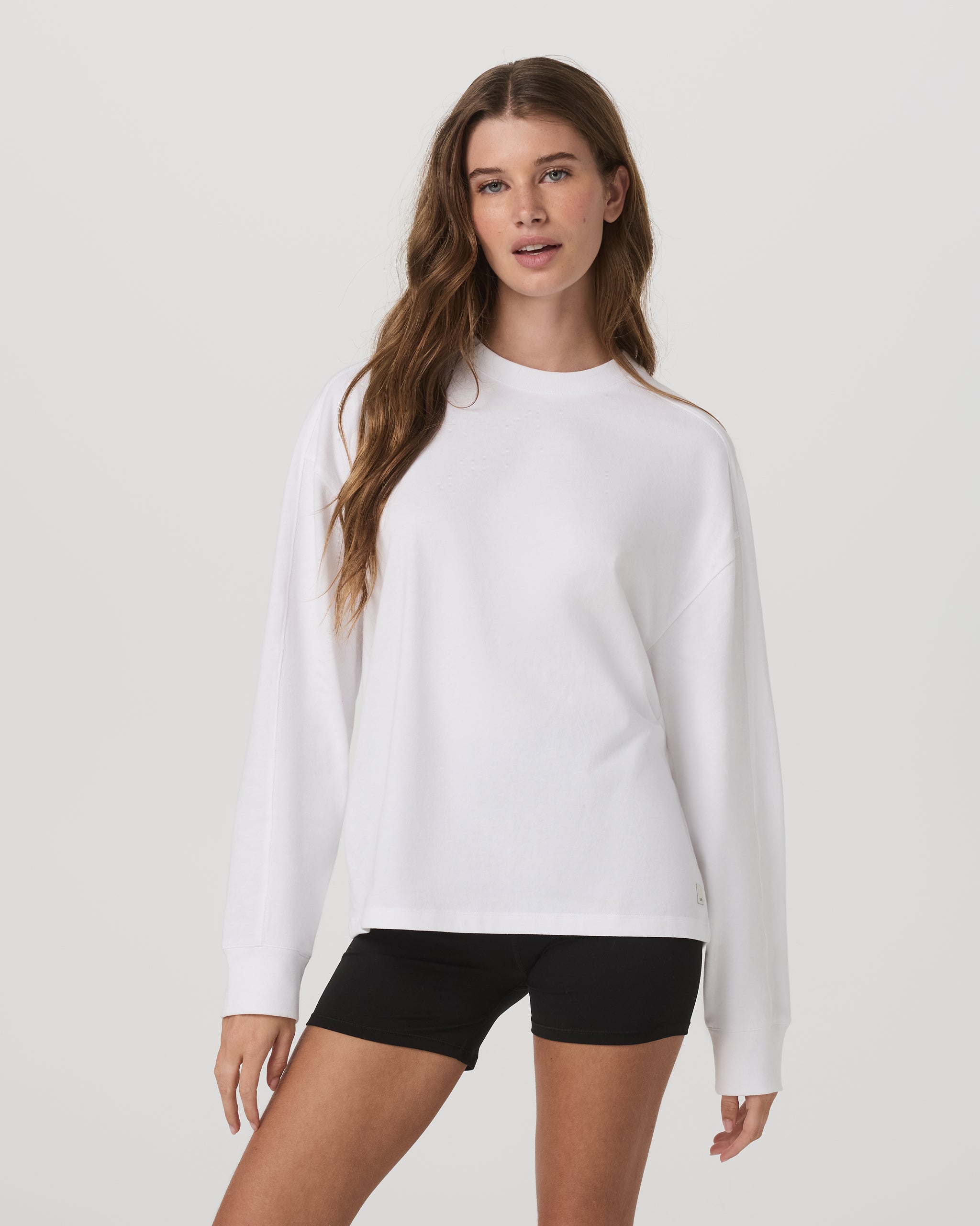 Long Sleeve Heavyweight Cotton Tee | White - Image 2