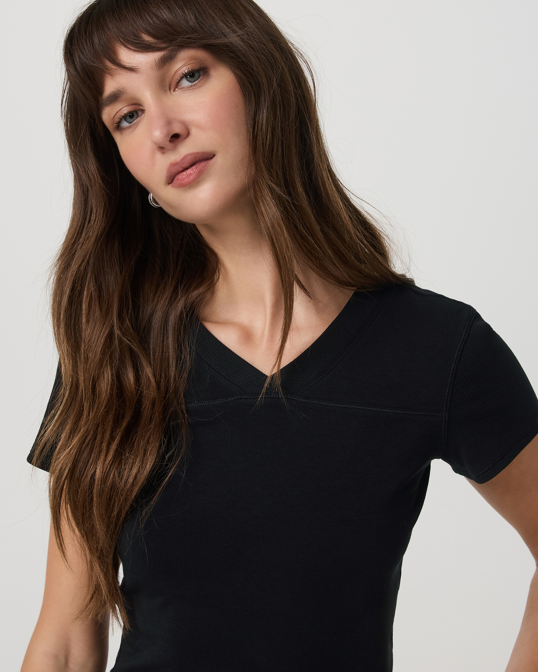 Short Sleeve Tuvalu Double V Neck | Black - Image 3