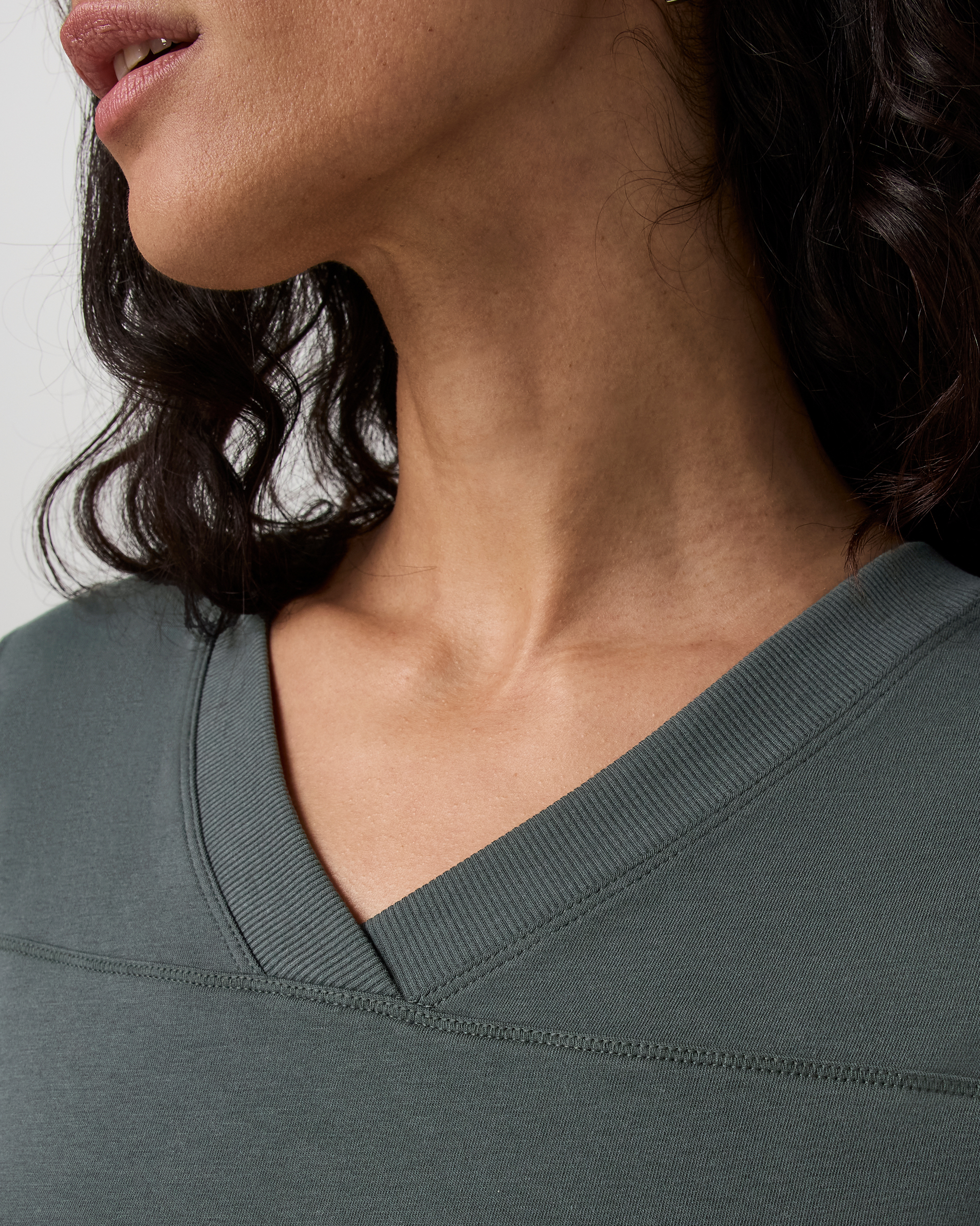 Short Sleeve Tuvalu Double V Neck | Dark Jade - Image 4