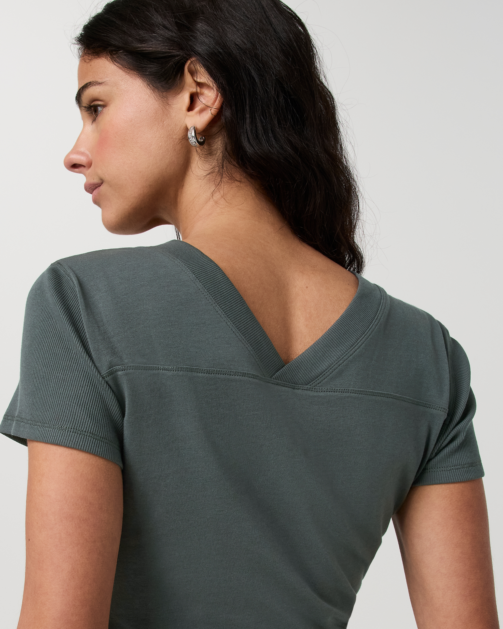 Short Sleeve Tuvalu Double V Neck | Dark Jade - Image 2