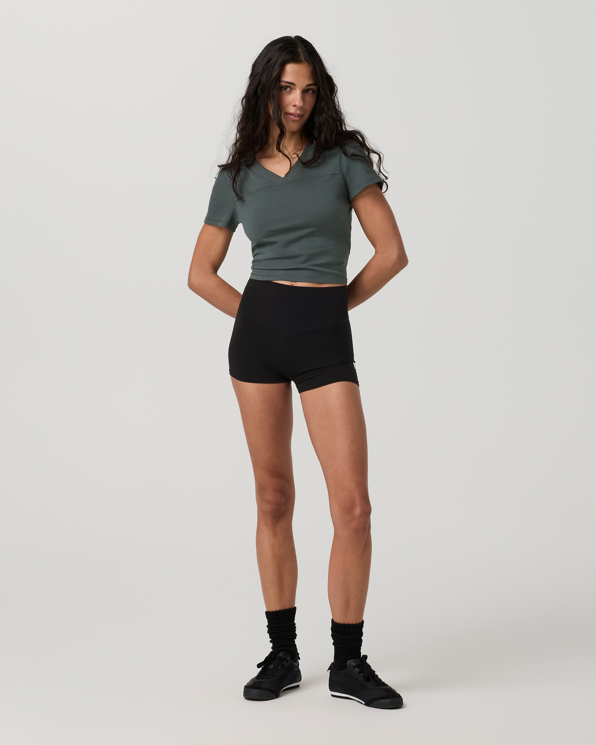 Short Sleeve Tuvalu Double V Neck | Dark Jade - Image 3