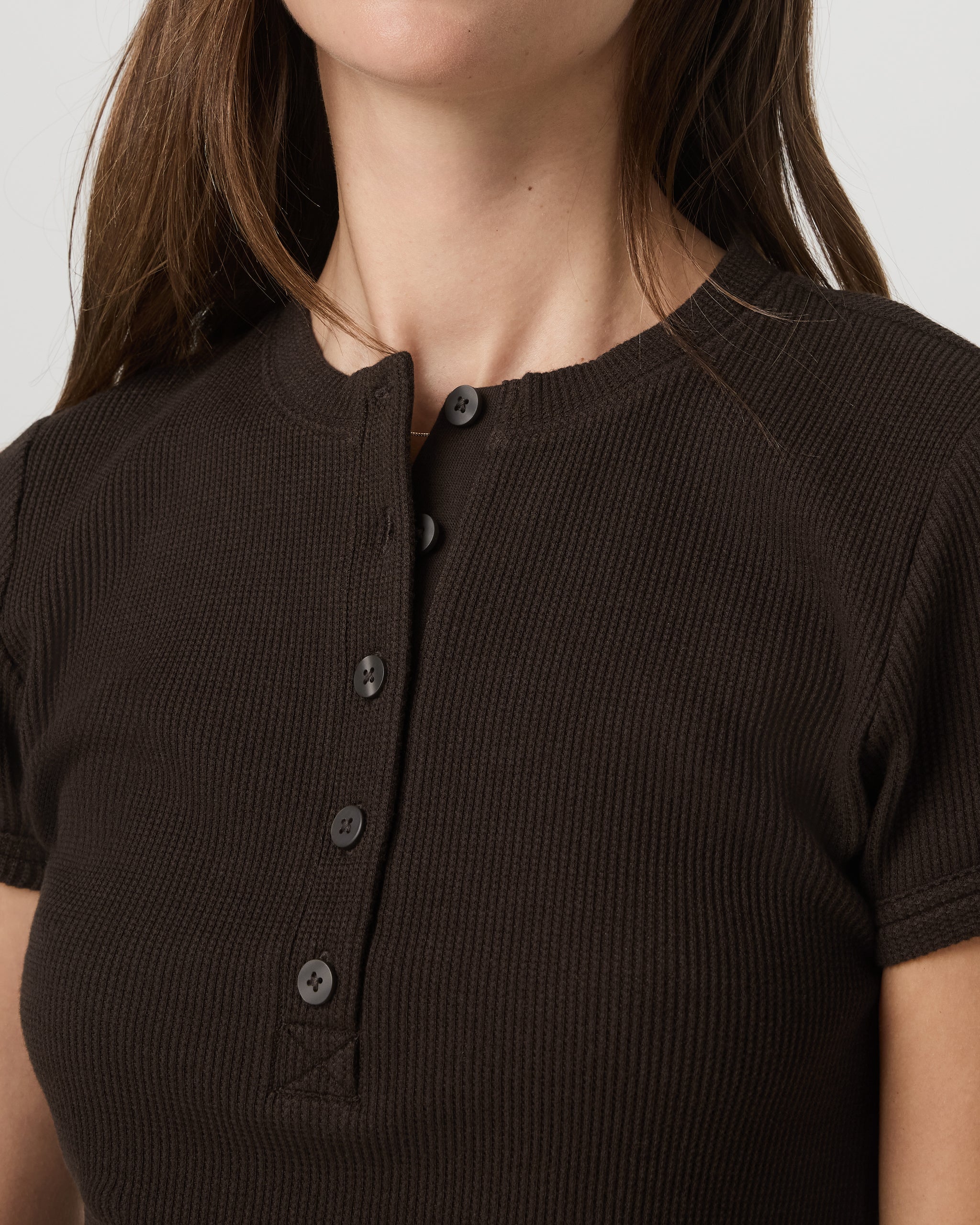 Short Sleeve Waffle Baby Tee | Dark Java - Image 2