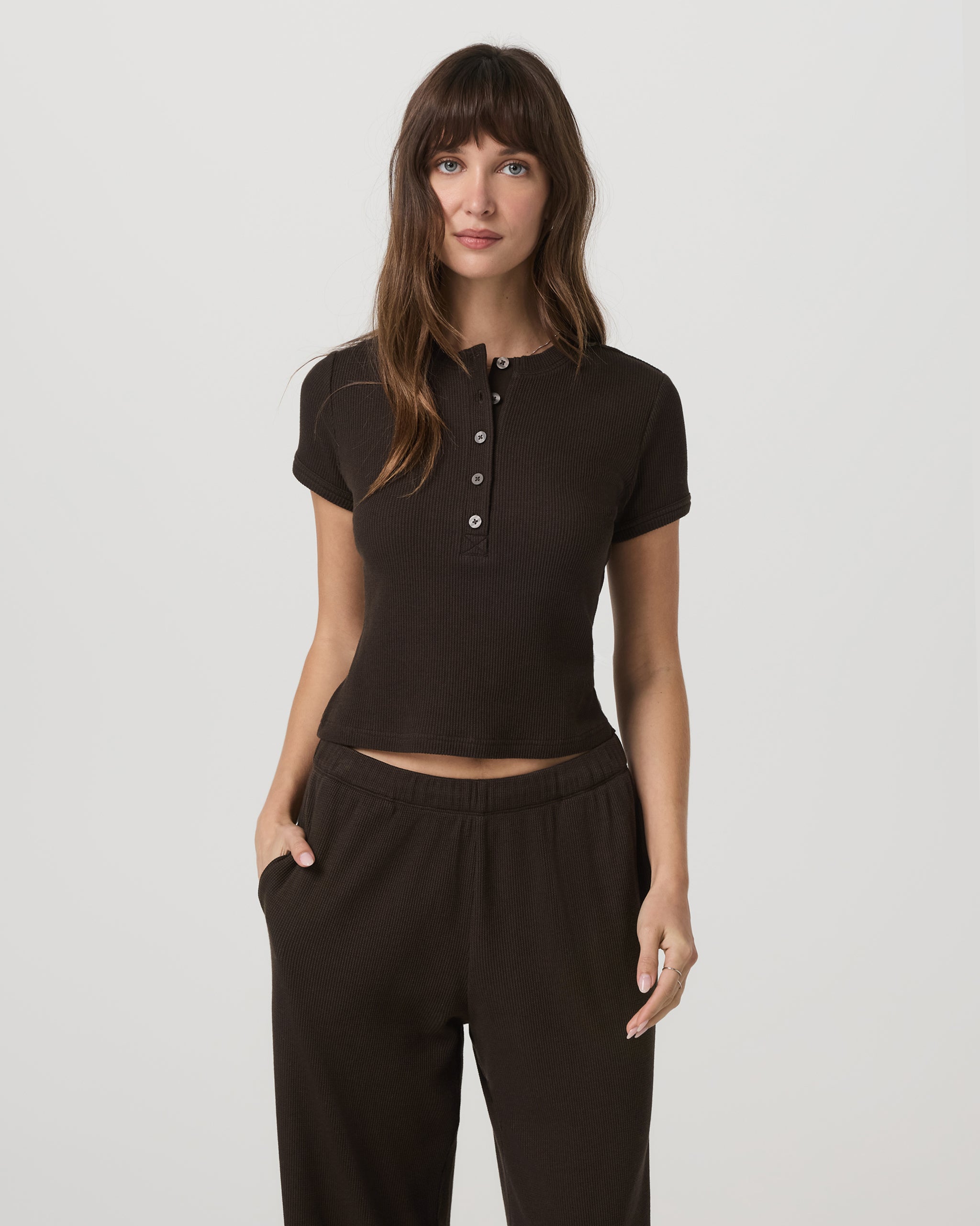 Short Sleeve Waffle Baby Tee | Dark Java - Image 5