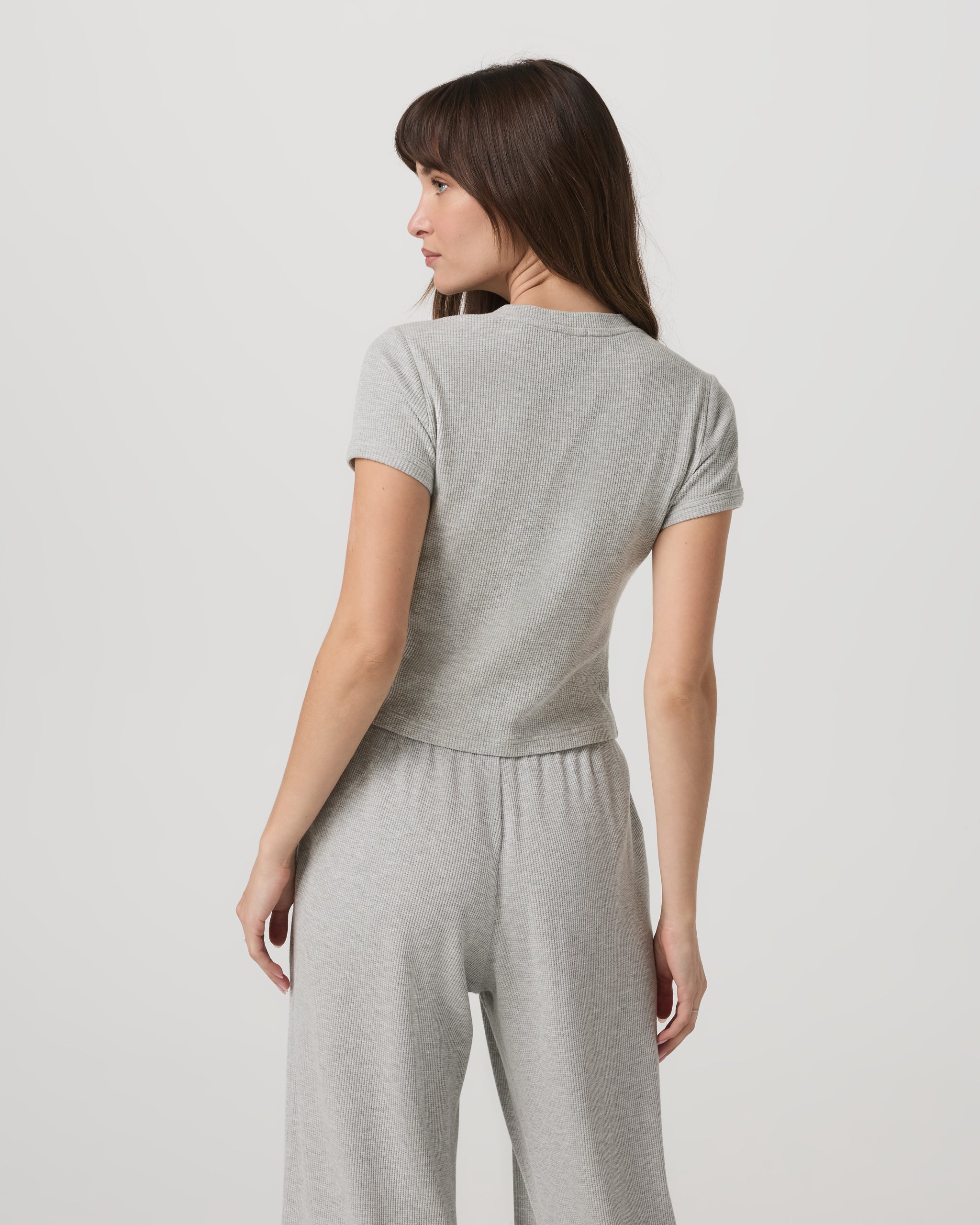 Short Sleeve Waffle Baby Tee | Light Heather Grey - Image 3