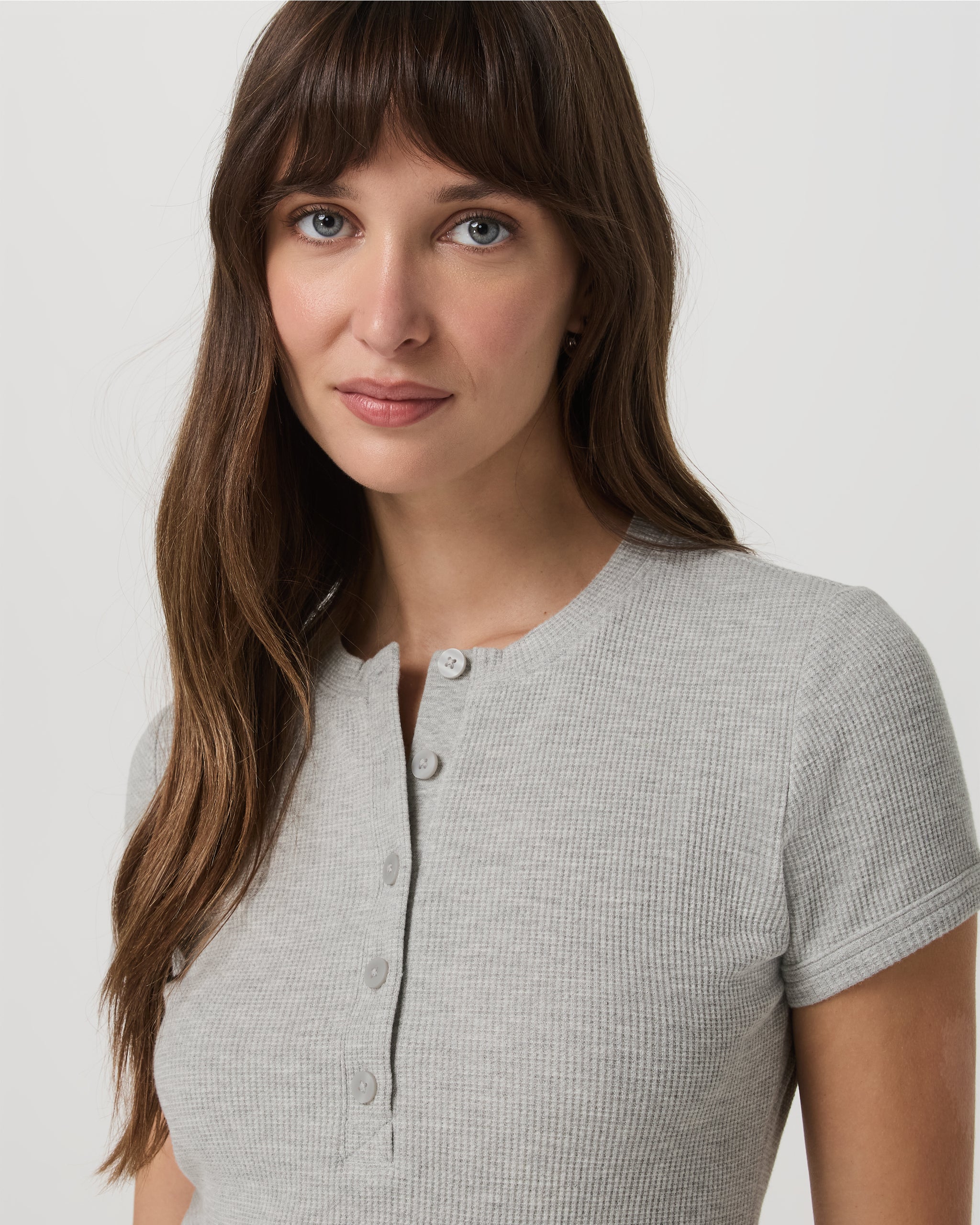 Short Sleeve Waffle Baby Tee | Light Heather Grey - Image 4